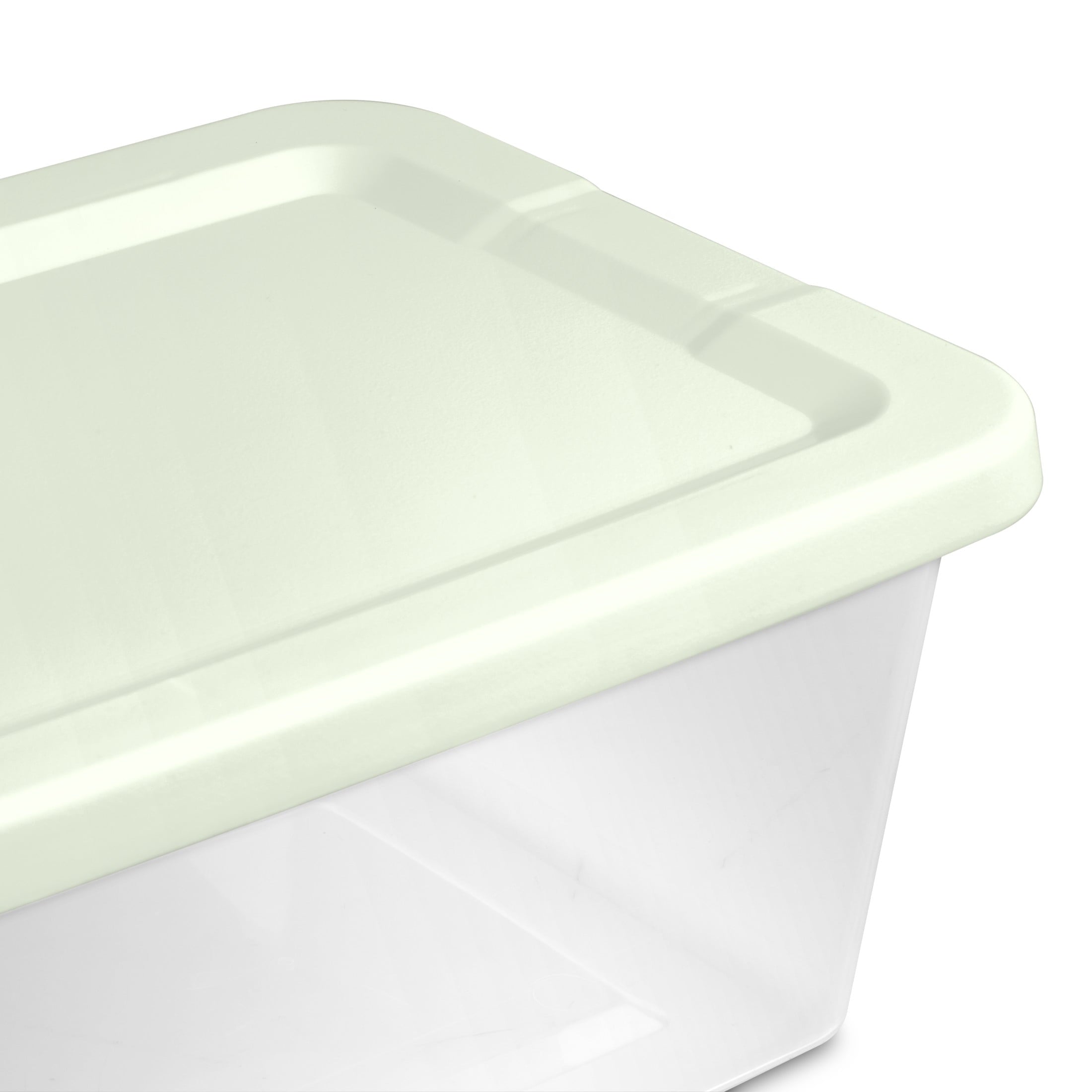 Set of (10) 6 Quart Storage Boxes, Clear Plastic Storage Bin with Snap-on Lid, Light Green