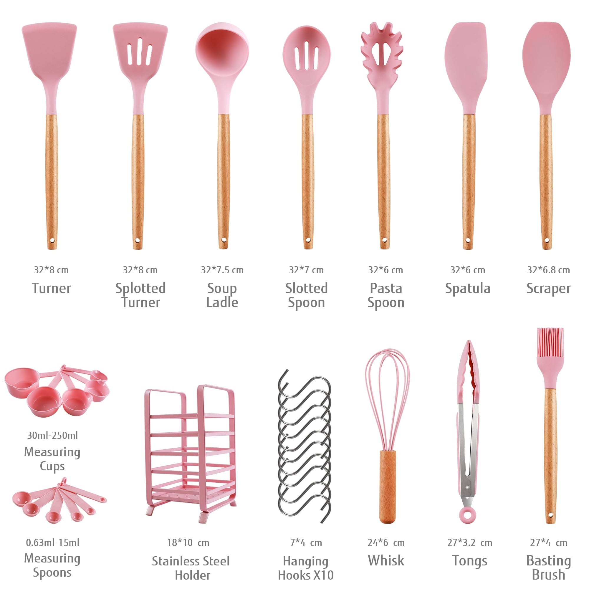 32 PCS Silicone Cooking Utensils Set, 446°F for Nonstick Cookware