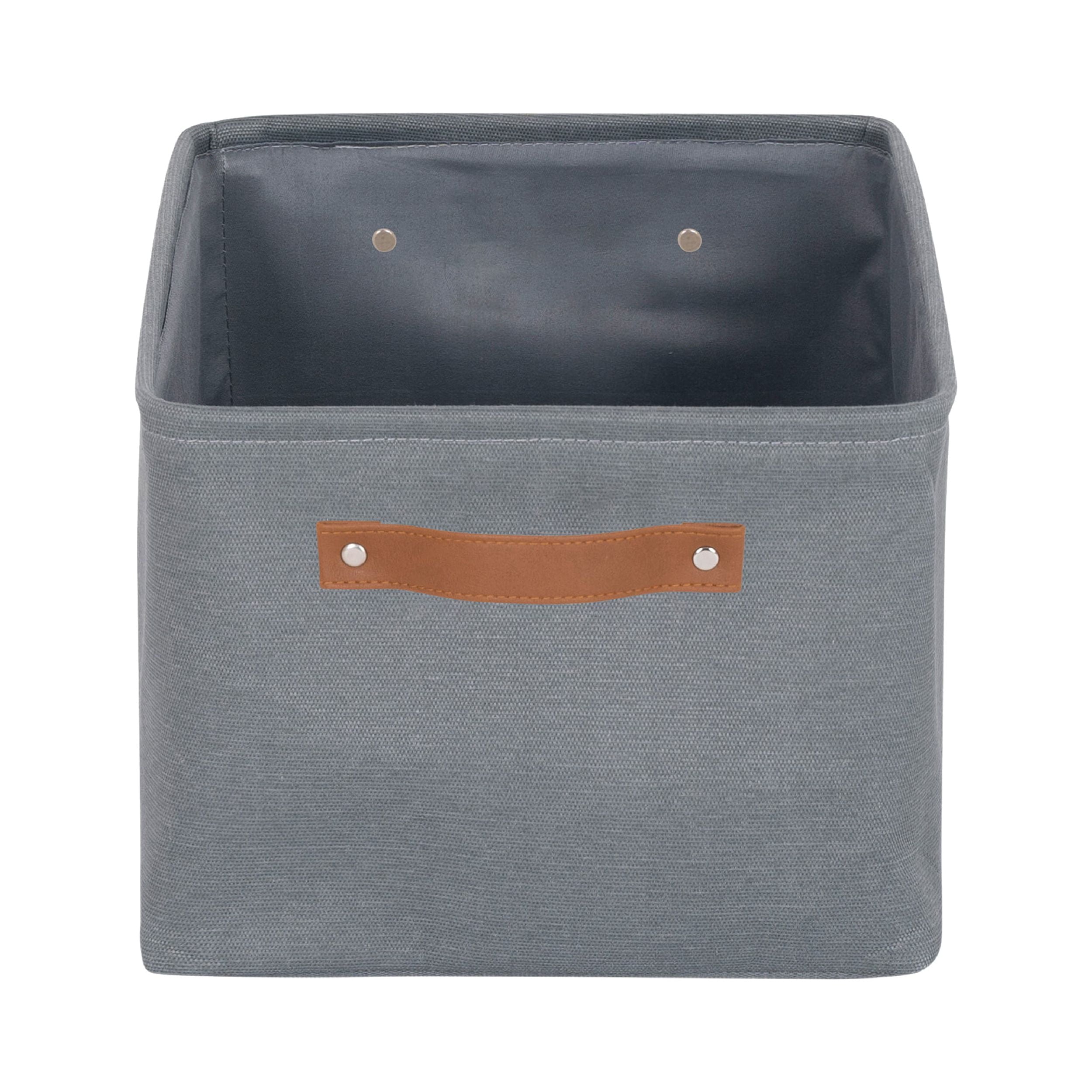 Natural Canvas Fabric Decorative Storage Basket with Handles, 15 in x 8 in x 11 in
