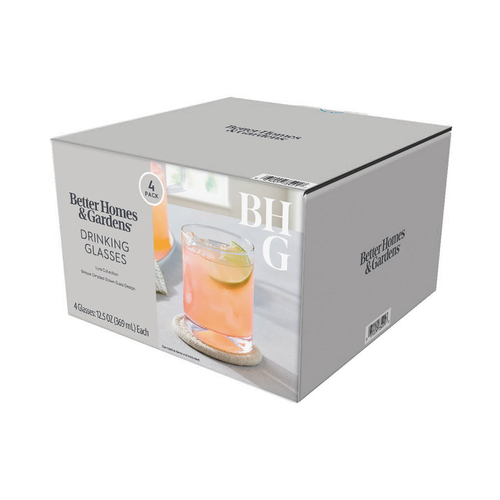 Better Homes &amp; Gardens Lyra Drinking Glasses, 12.5 oz, Set of 4