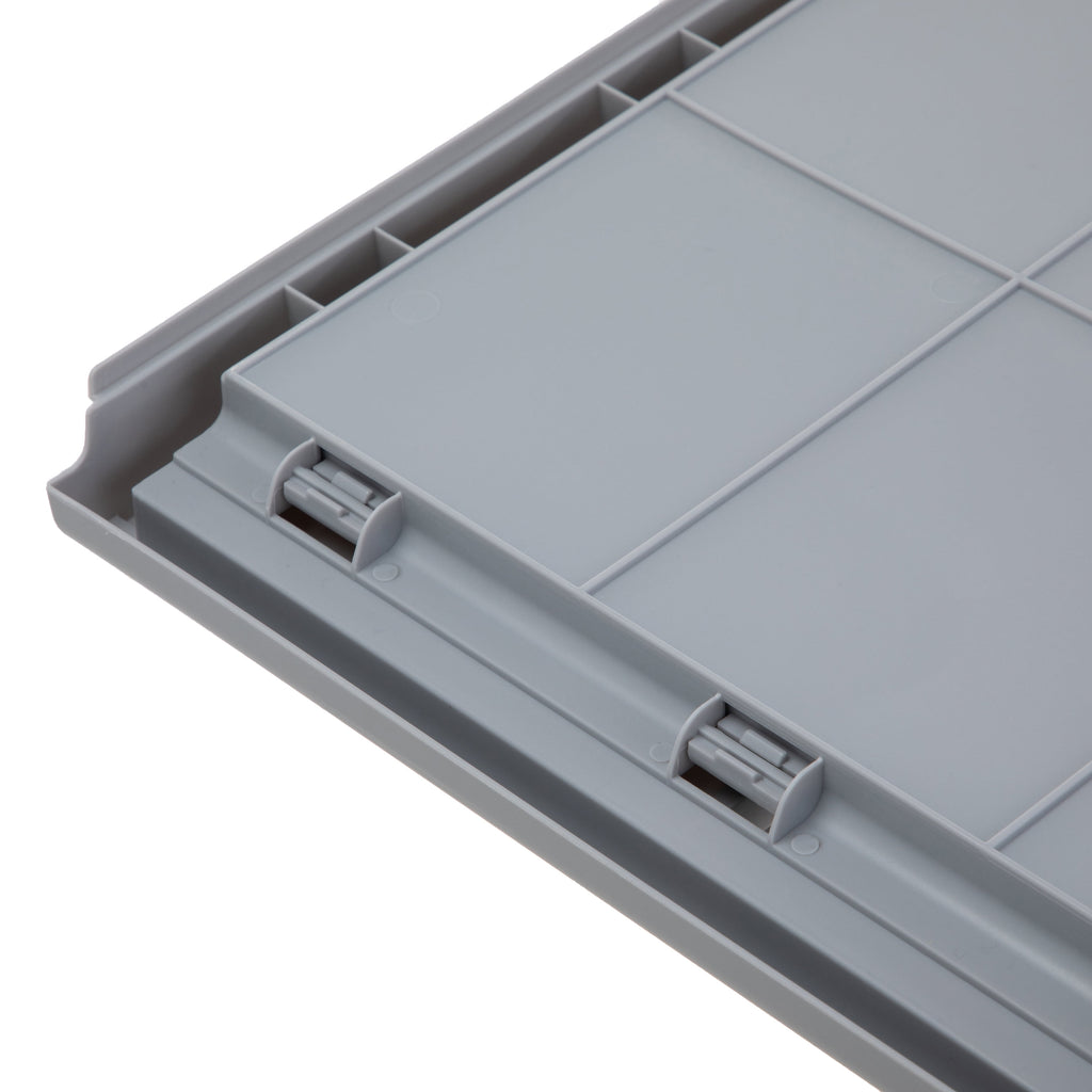 Kids Collapsible Stacking Plastic Storage Bin, Grey, 13 in x 17 in x 1.3 in
