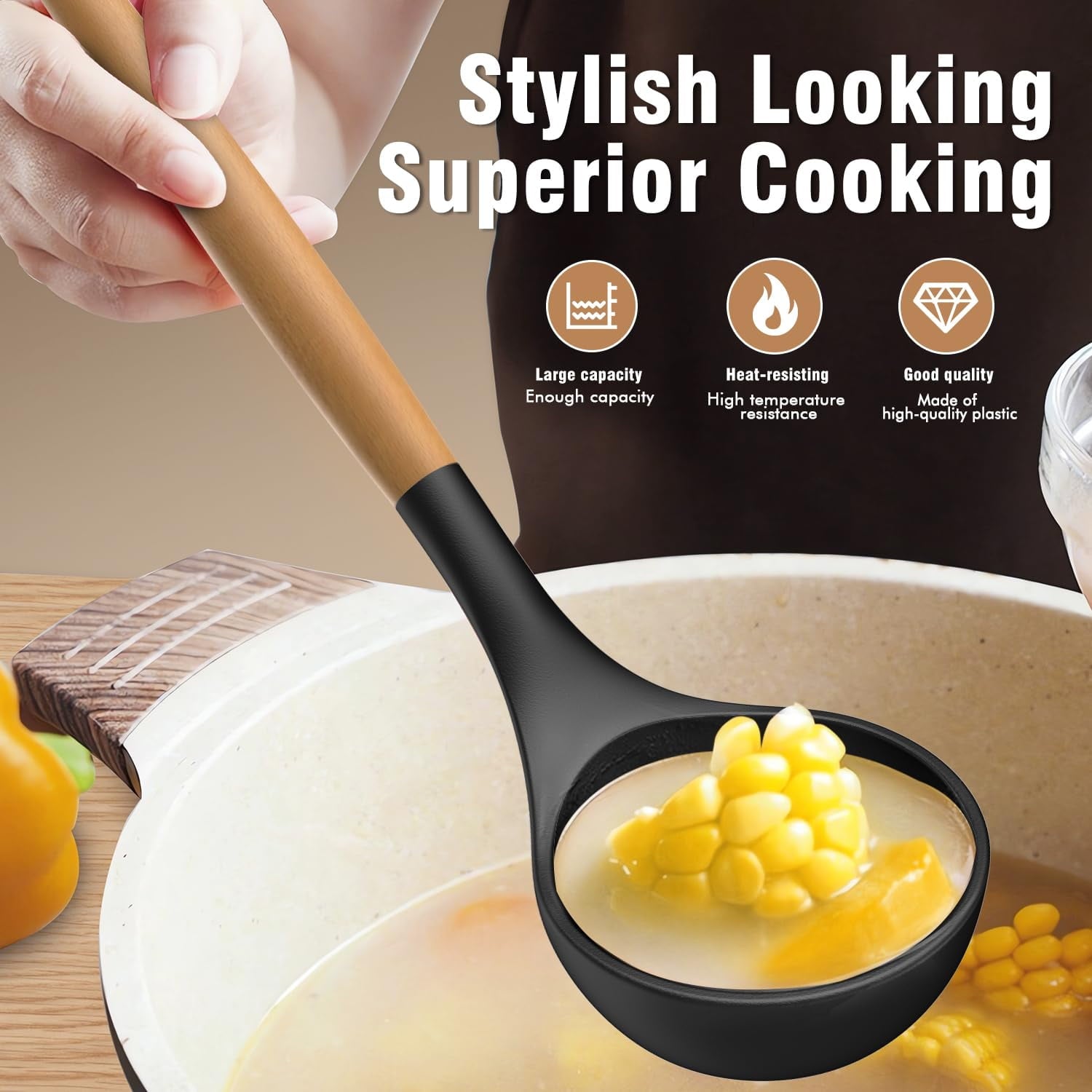 38 Pcs Silicone Cooking Utensils Kitchen Utensil Set - 446°F ,Turner Tongs,Spatula,Spoon,Brush,Whisk. Wooden Handles Kitchen Gadgets Tools Set for Non-Stick Cookware (BPA Free).