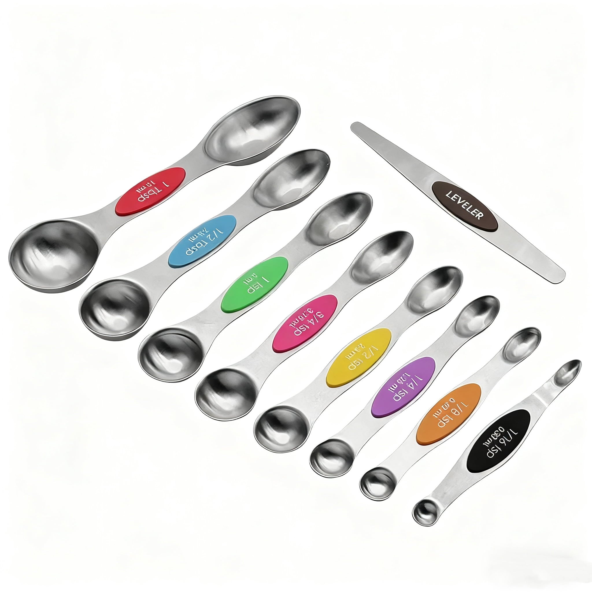 17-Piece Magnetic Stainless Steel Measuring Cups and Spoons Set with Silicone Handles, Kitchen Measuring Tools for Cooking, Baking