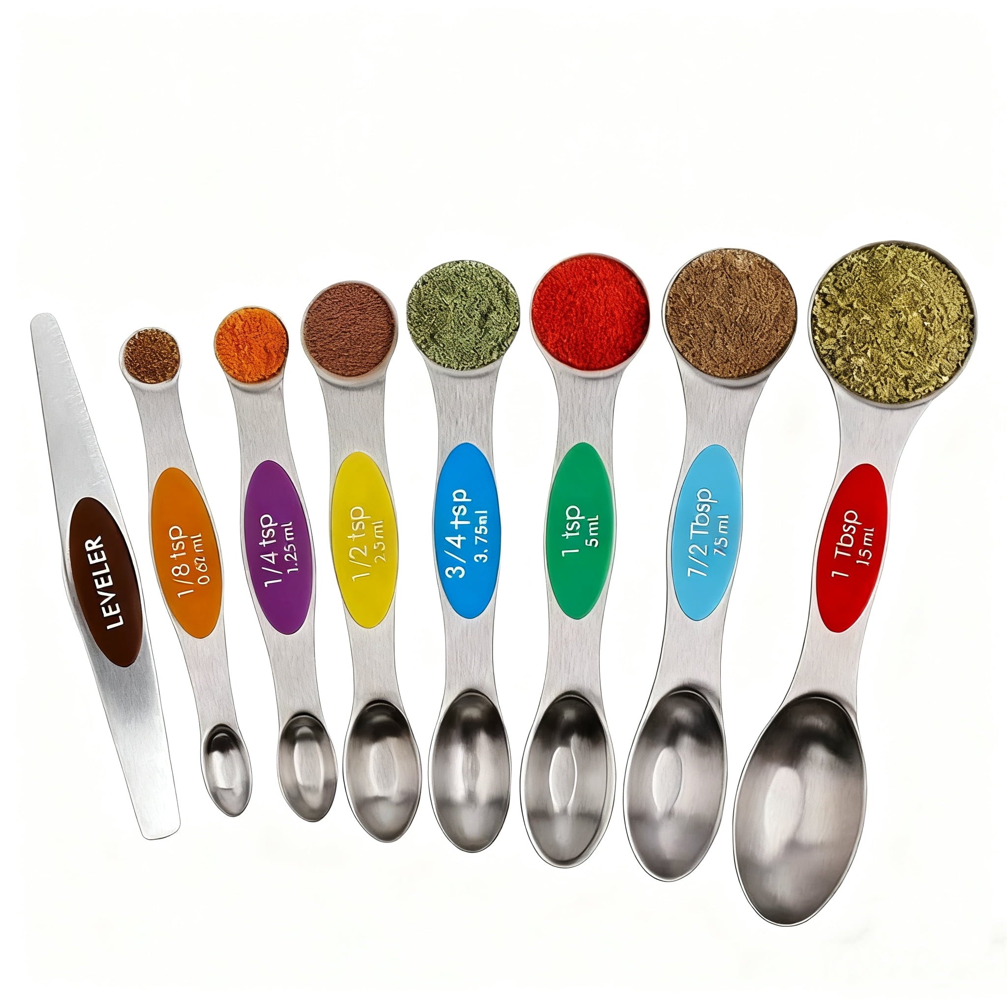 17-Piece Magnetic Stainless Steel Measuring Cups and Spoons Set with Silicone Handles, Kitchen Measuring Tools for Cooking, Baking