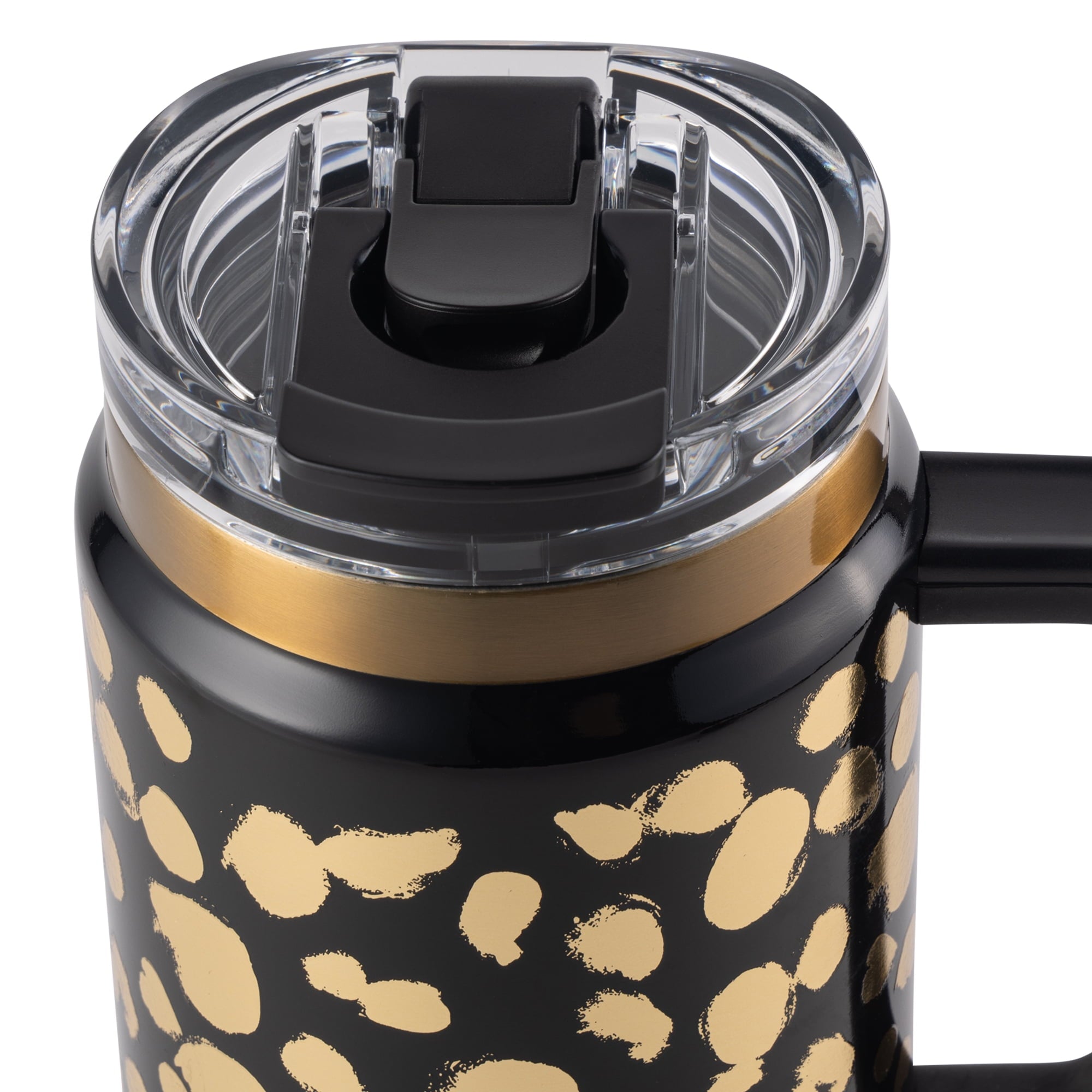 Thyme &amp; Table 32 fl oz Stainless Steel Luna Tumbler with Handle and Dual Straw Lid, Cream &amp; Black Check