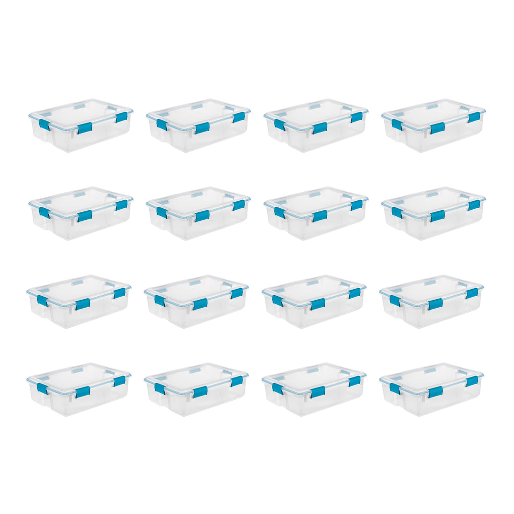7.5 Quart Clear Plastic Storage Box with Latching Lids, (6 Pack)