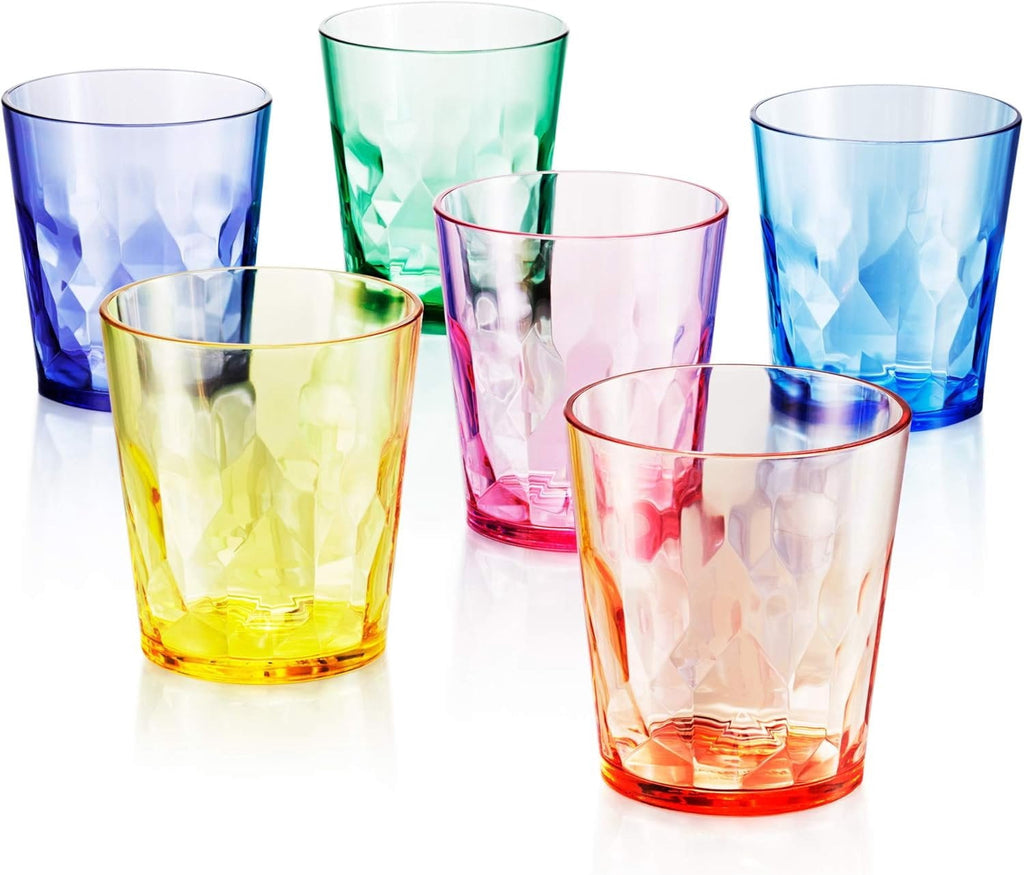 - 13oz Unbreakable Drinking Glasses Set of 6 - - Super Grade Plastic - for Gifts - - Cups Drinkware Tumblers