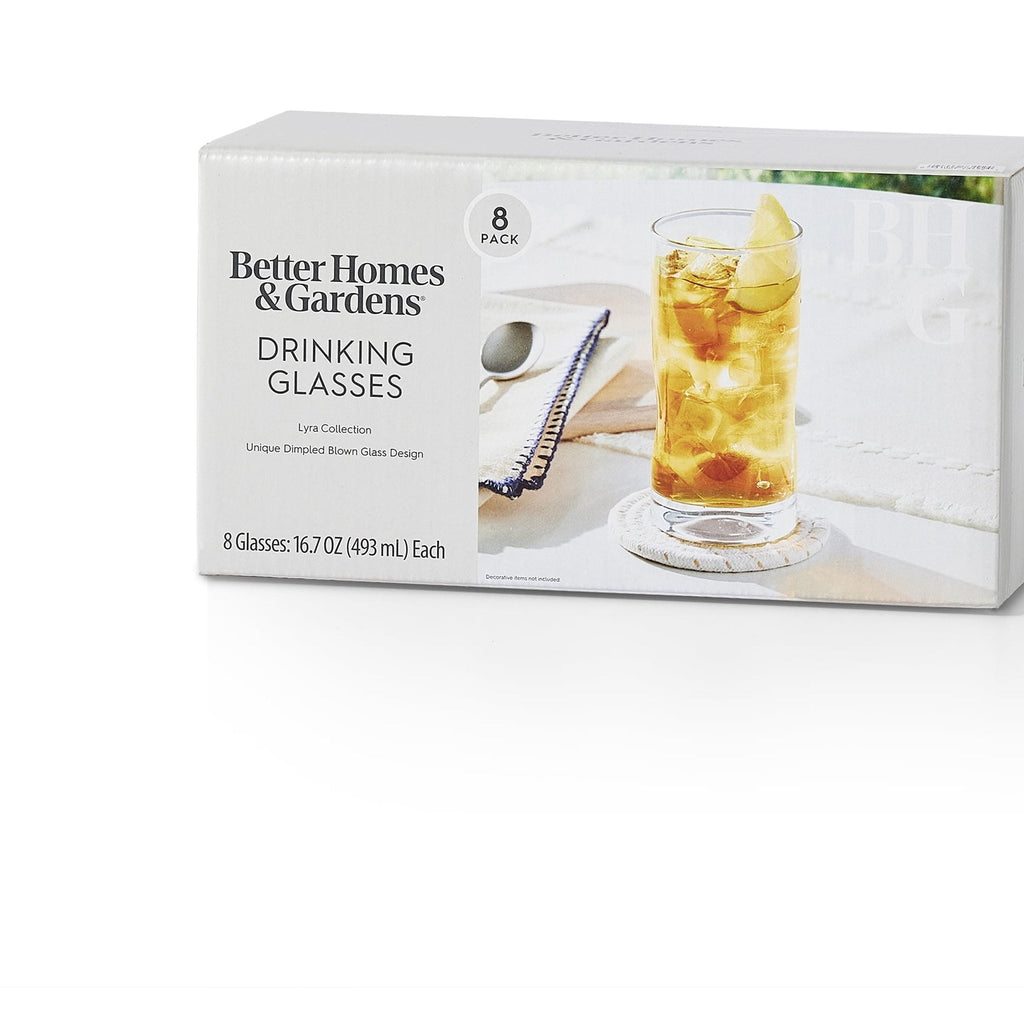 Better Homes &amp; Gardens Lyra Glass Drinkware Set, 16.7 oz, 8-Piece