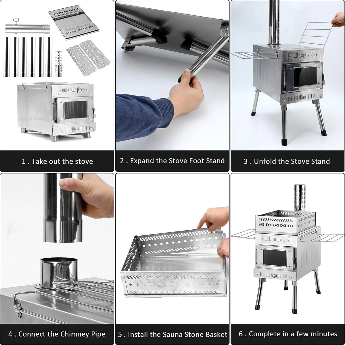Outdoor sauna hot water tent stove, rocket-type heater, portable camping wood stove, cooking equipment for dry sauna, cooking tools suitable for husbands and friends