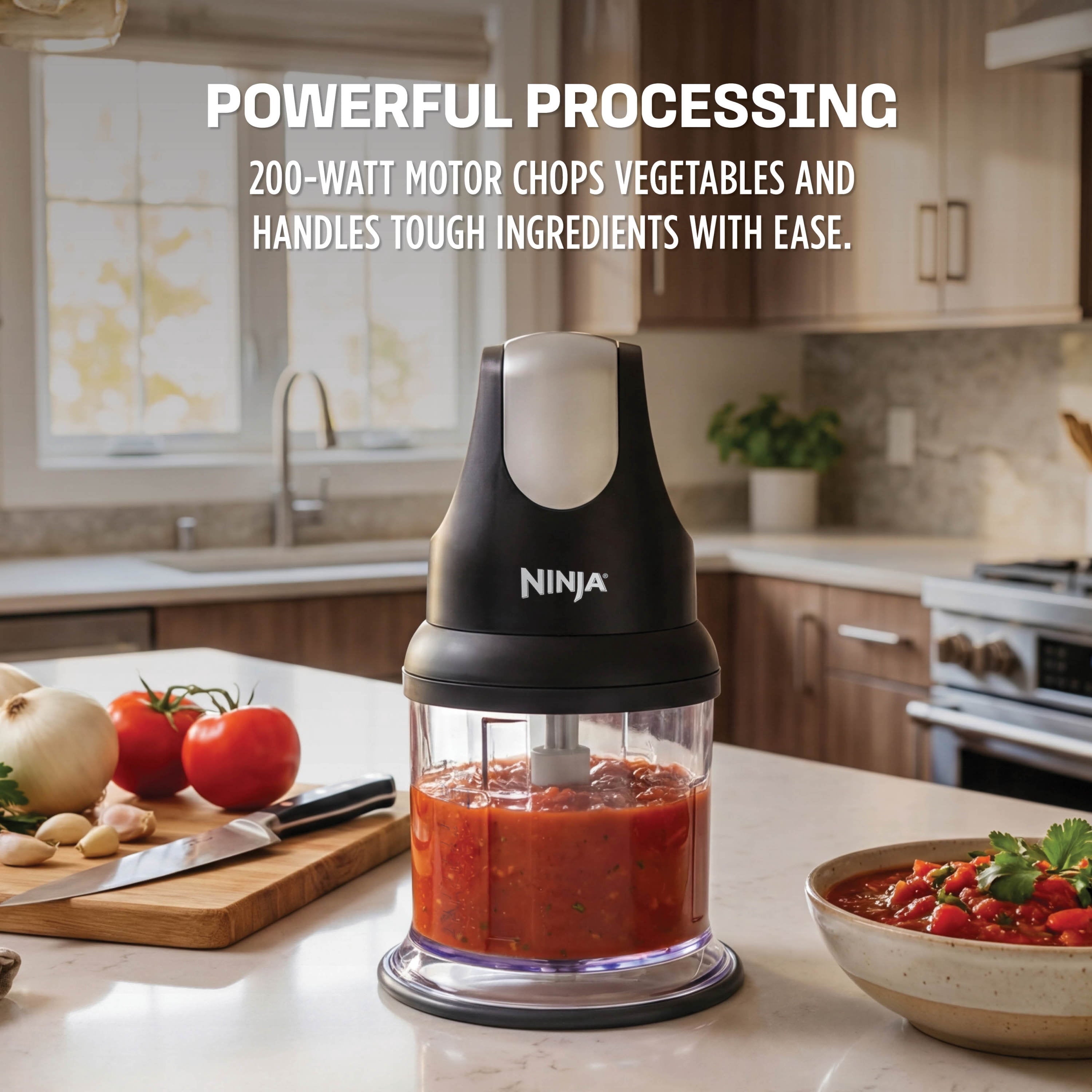 Express Chop 2-Cup Food Processor, Mince, Puree, One-Touch, Base, , NJ100WM Black