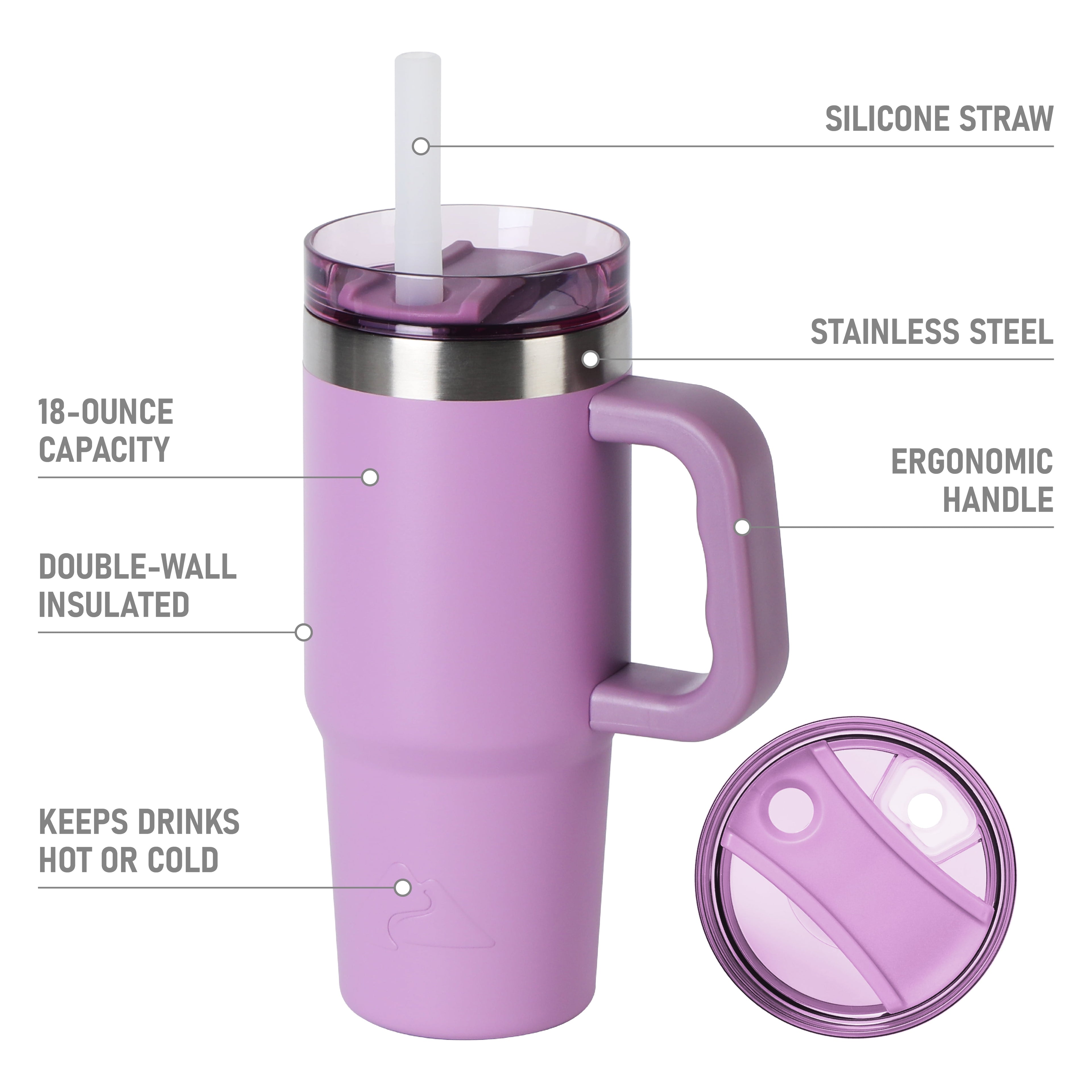 Ozark Trail 18 oz Stainless Steel Insulated Tumbler with Handle, Black