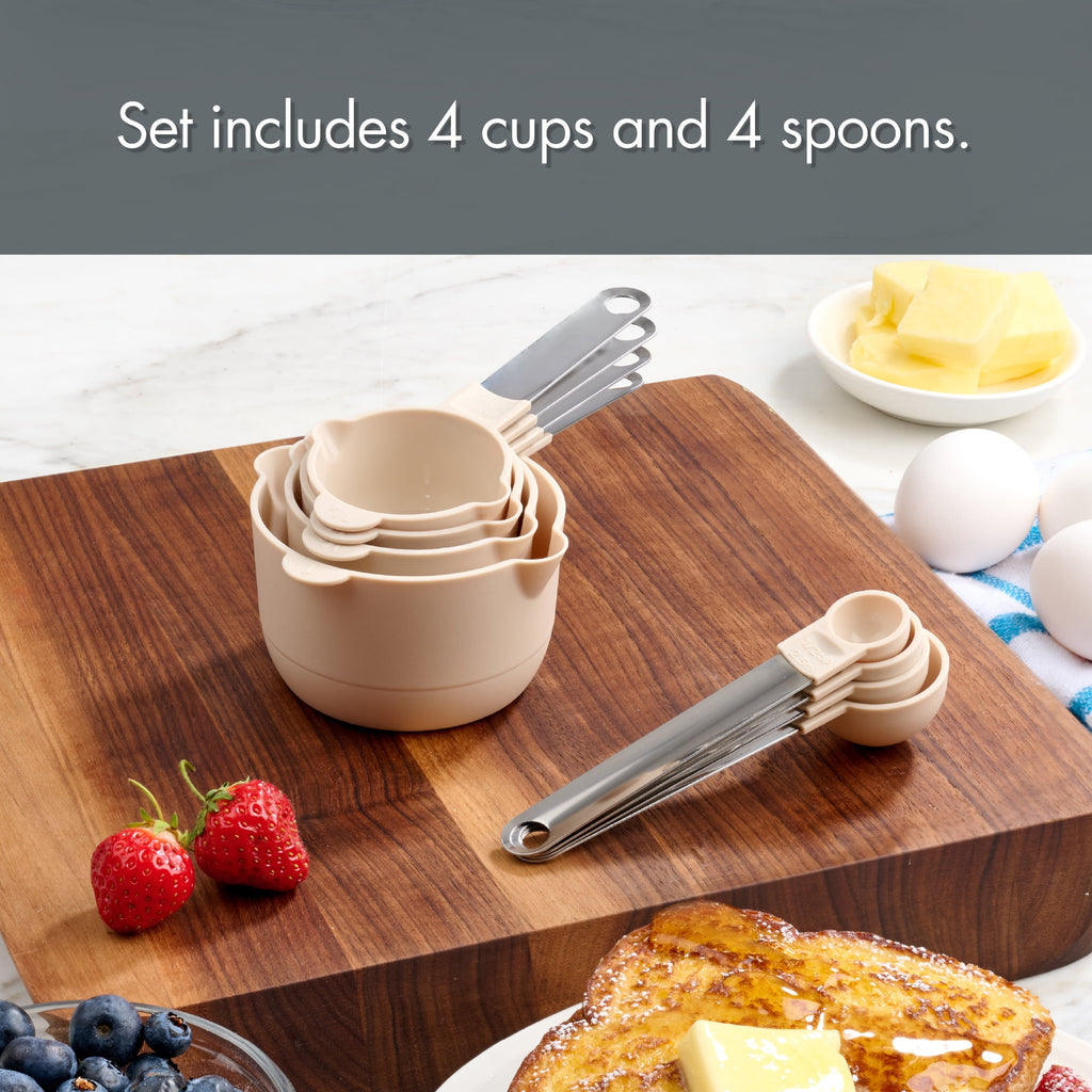 8 Piece Measuring Cups and Spoons Set, Light Gray