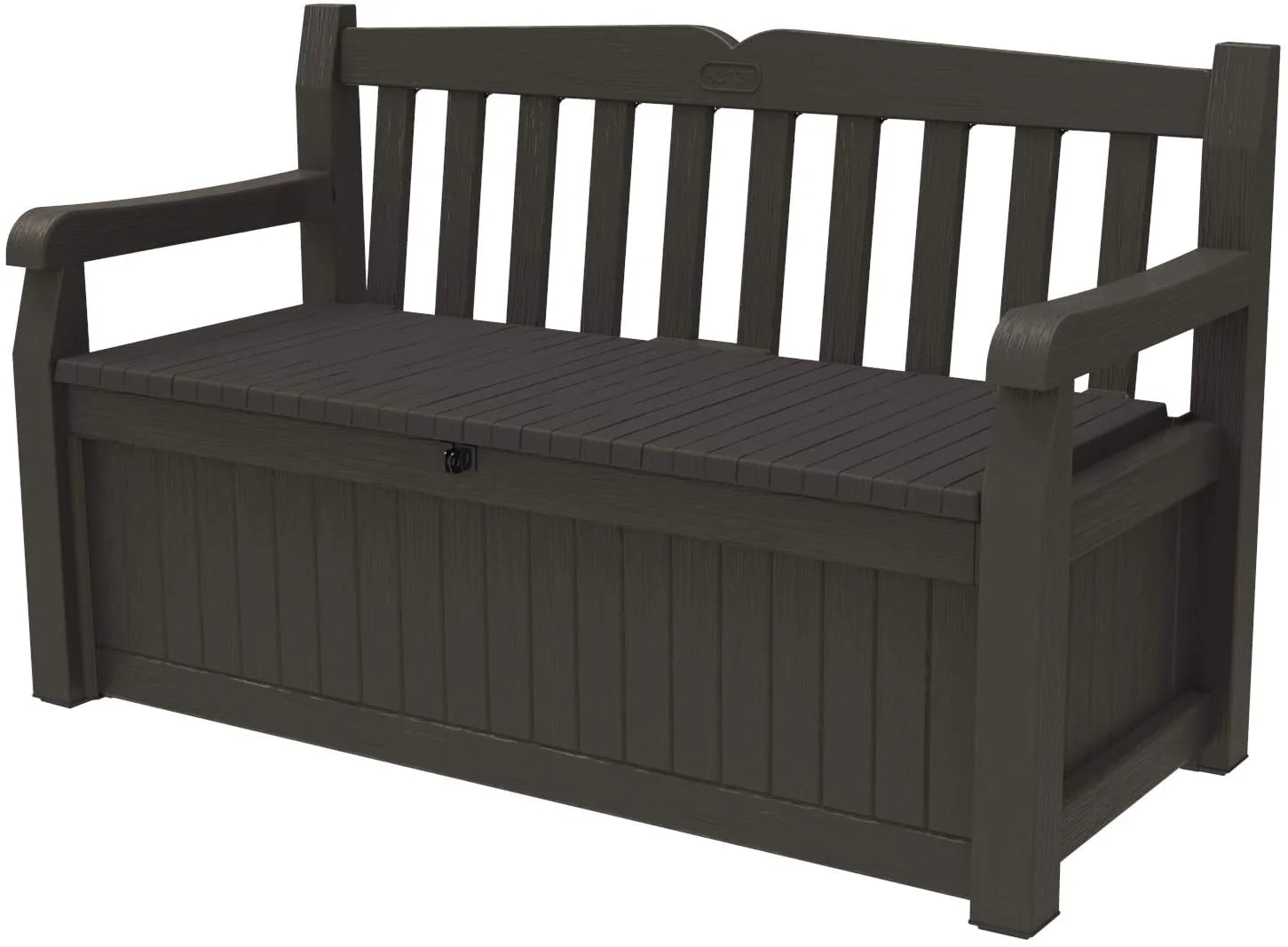 70 Gallon Storage Bench Deck Box for Patio Furniture, Front Porch Decor and Outdoor Seating �� Perfect to Store Garden Tools and Pool Toys, Brown