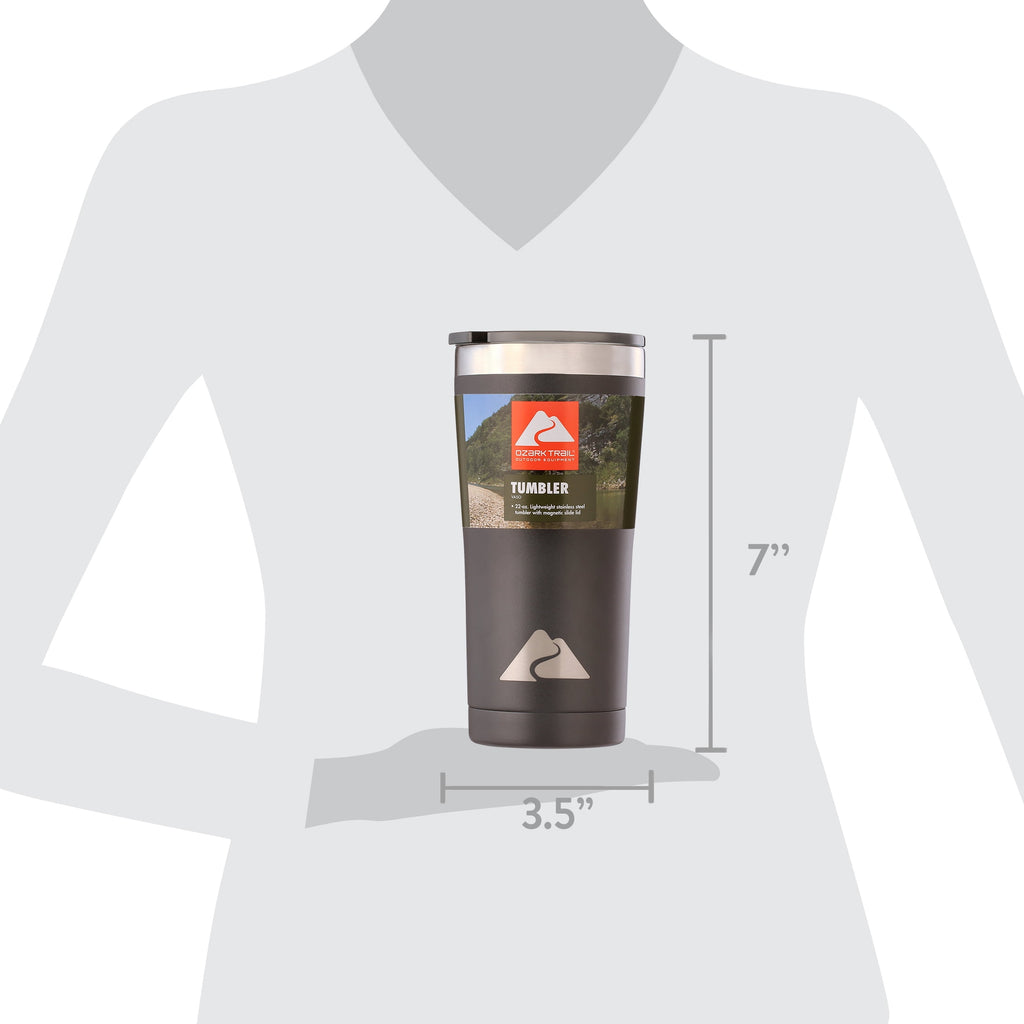 Ozark Trail 22 oz Stainless Steel Insulated Tumbler, Black
