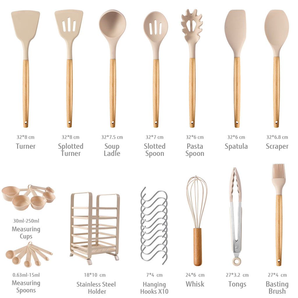 32 PCS Silicone Cooking Utensils Set, 446°F for Nonstick Cookware