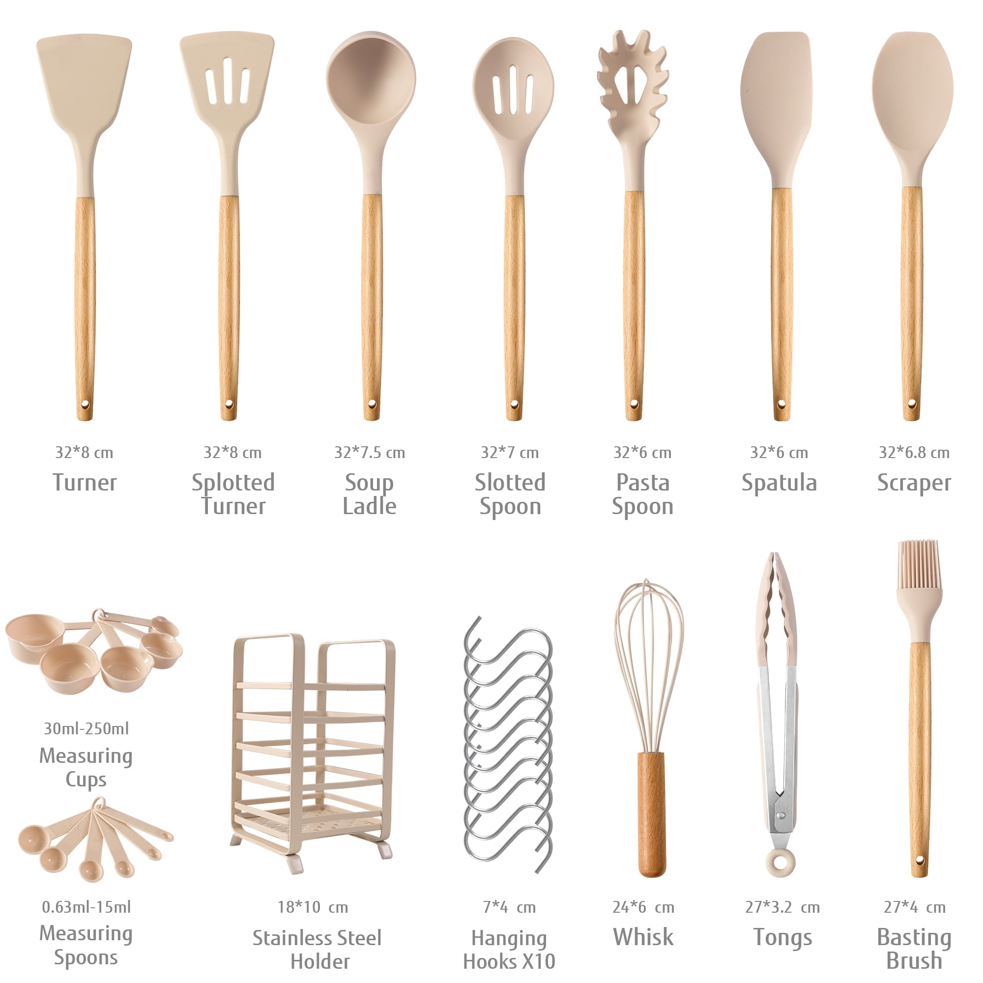 32 PCS Silicone Cooking Utensils Set, 446°F for Nonstick Cookware