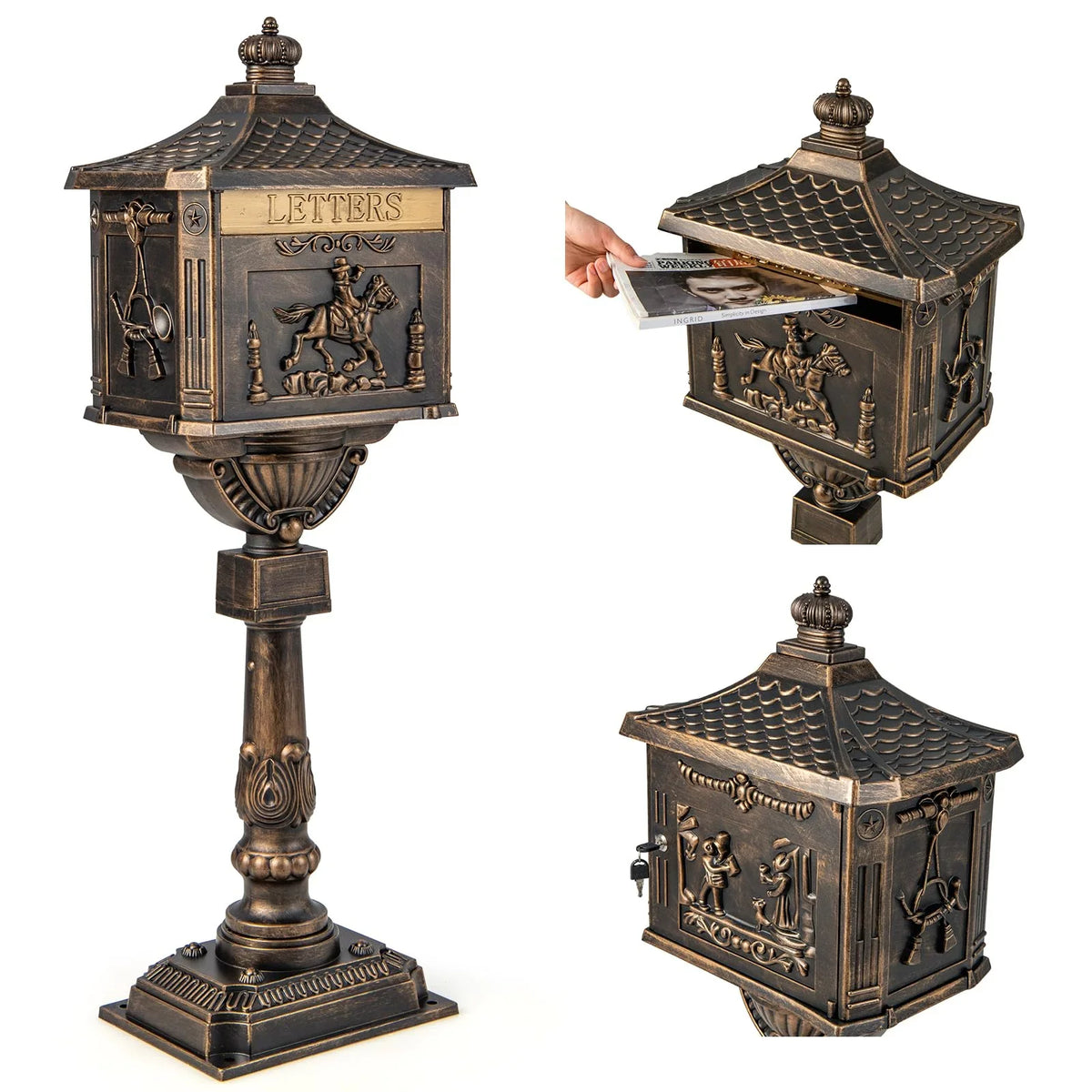 Cast Aluminum Mailbox with Post