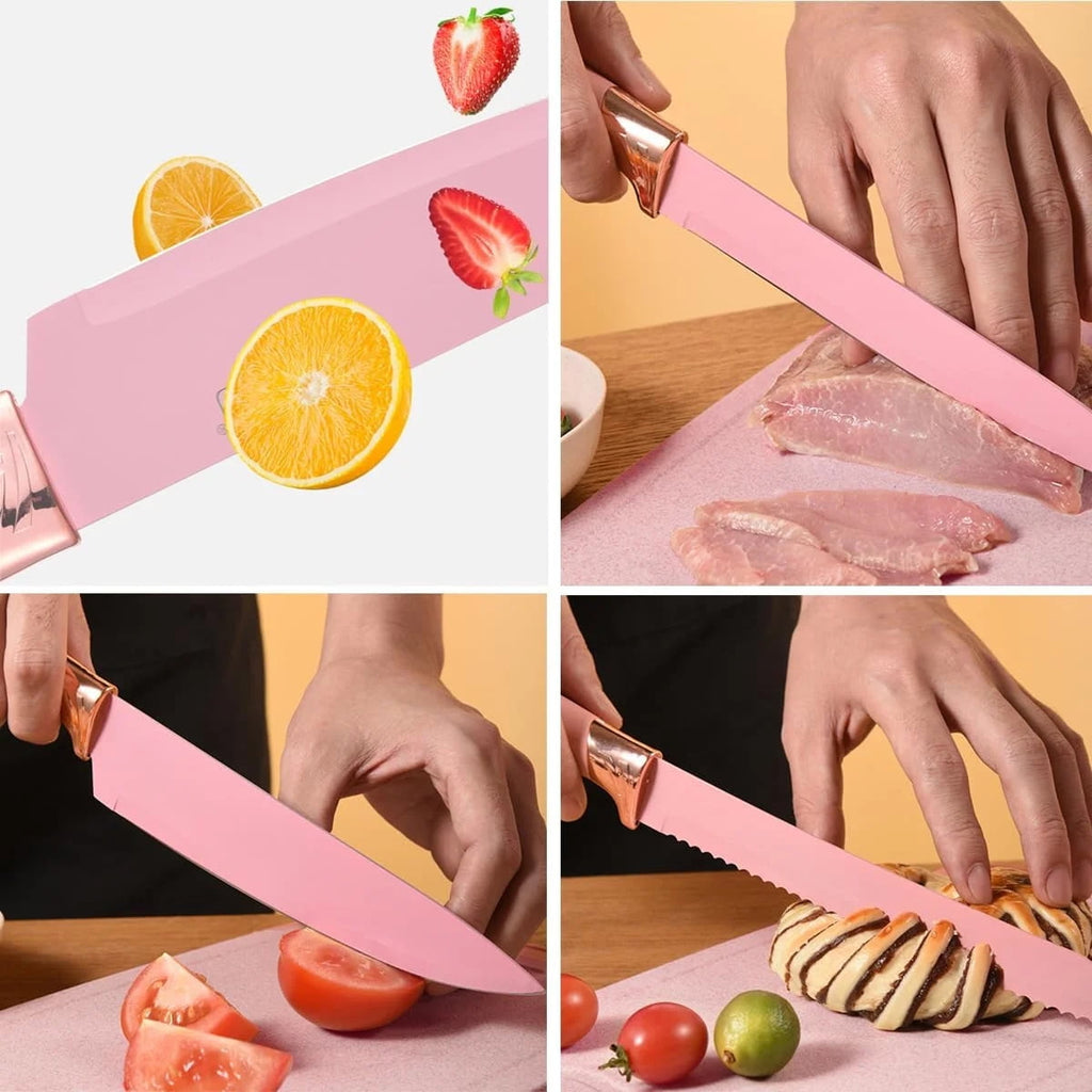 Silicone Cooking Utensils Set, BPA Free Pink Baking Tools Kitchen Knife 19 Pc