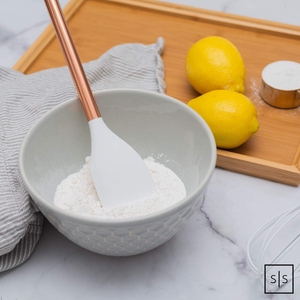 White Silicone and Gold Cooking Utensils Set