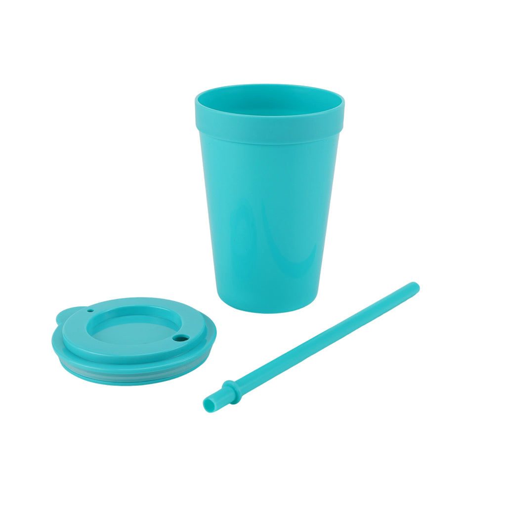 4-Pack Plastic 15-Ounce Capacity Tumbler Set with Lid and Straw, Multi-Colored