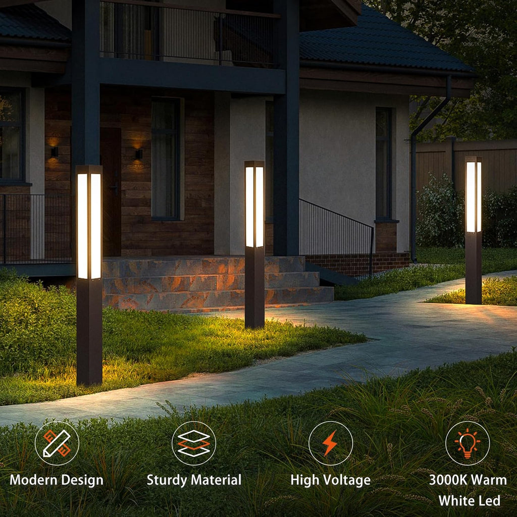 Pathway Lights, Landscape Path Light 71 Inches Outdoor Floor Lamp Modern Bollard Lighting High Voltage Walkway Driveway Light Aluminum IP54 Waterproof LED for Lawn Garden Patio Yard Decoration