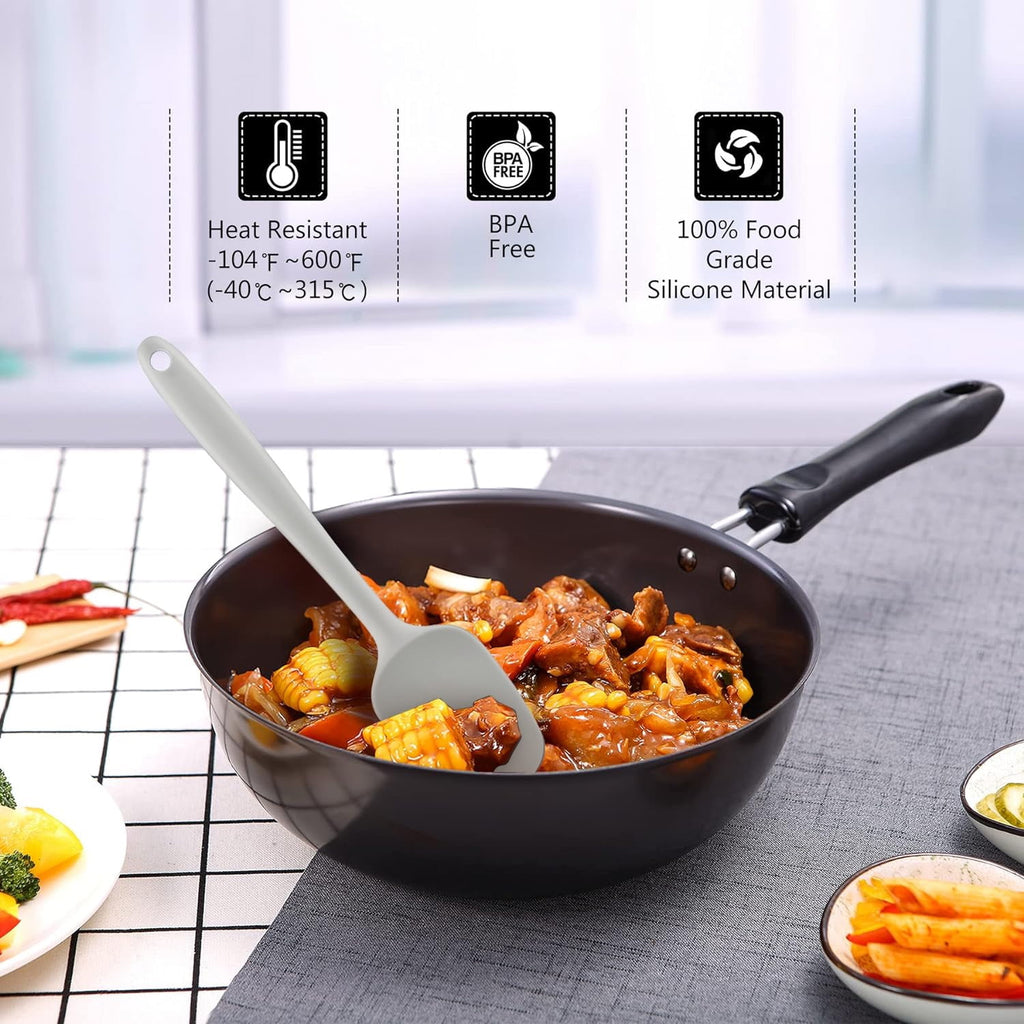 Food Grade Silicone Rubber Spatula Set, 5 Pcs Kitchen Cooking Baking Mixing Utensil Sets, High Non Stick Dishwasher- Khaki