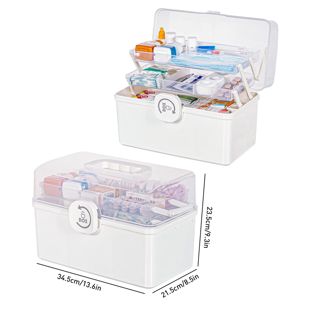 5 Layer storage bins with lid Stack &amp; Carry Box Plastic Handled with Removable Tray for Craft Adult
