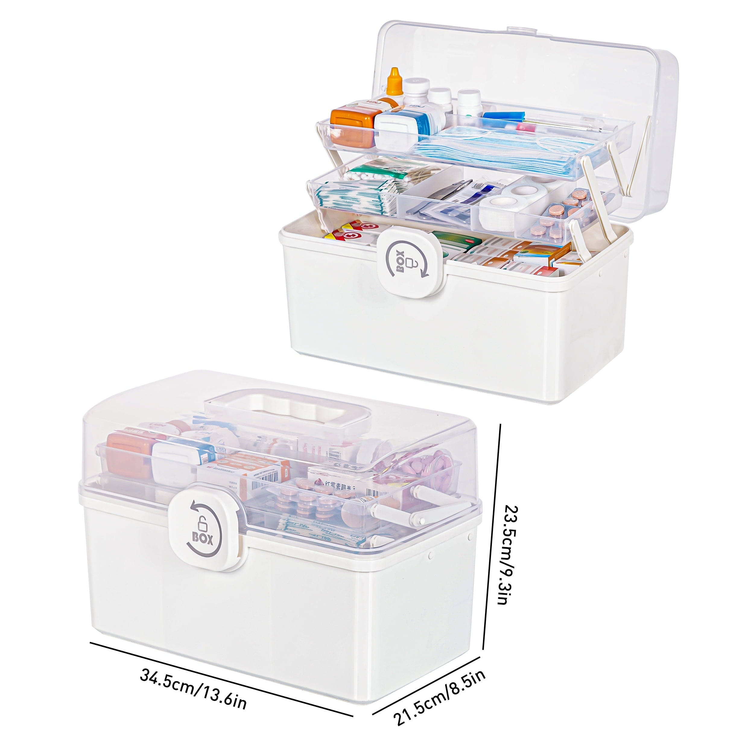 5 Layer storage bins with lid Stack &amp; Carry Box Plastic Handled with Removable Tray for Craft Adult