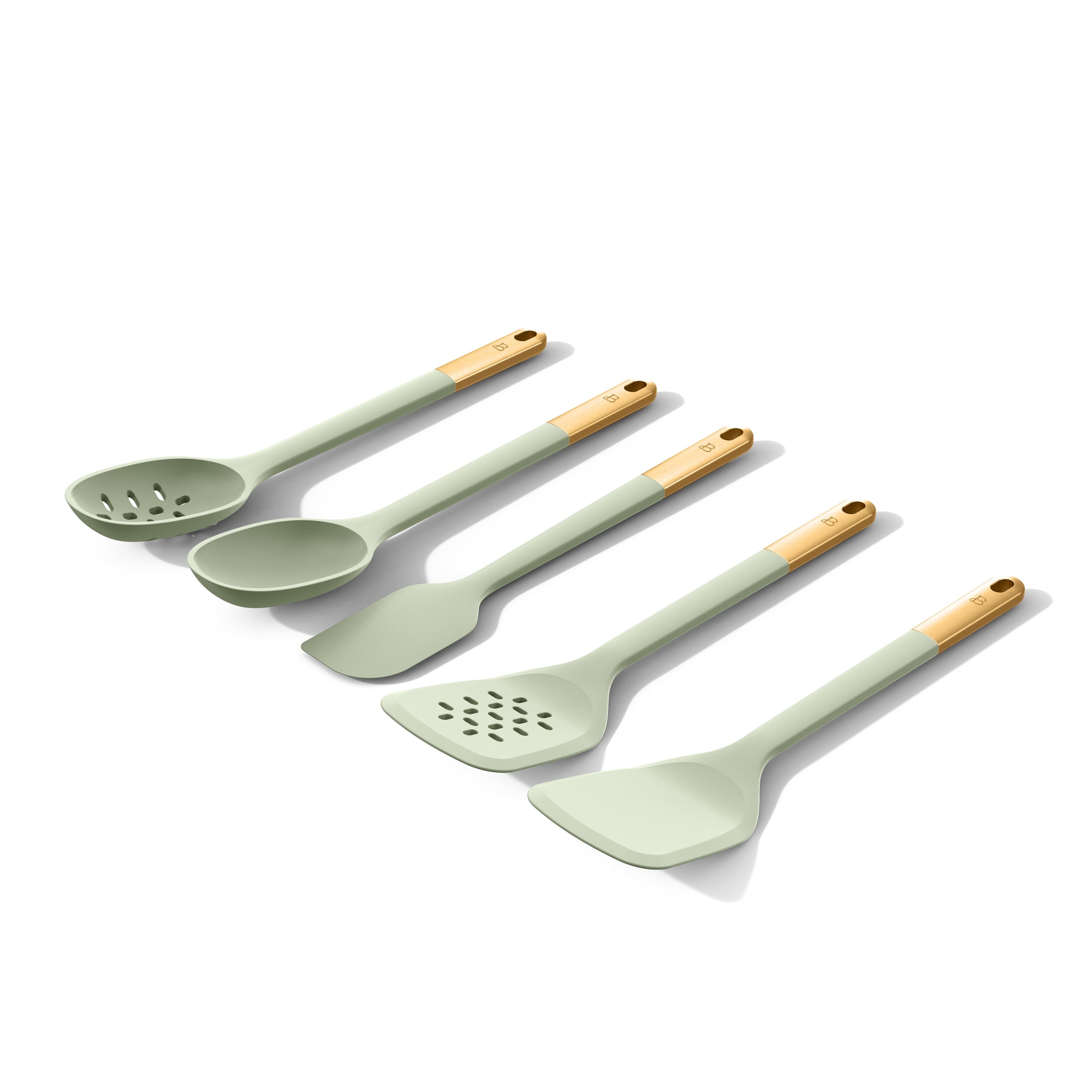 6-Piece Silicone Tool Set with Ceramic Crock, Porcini Taupe by Drew Barrymore