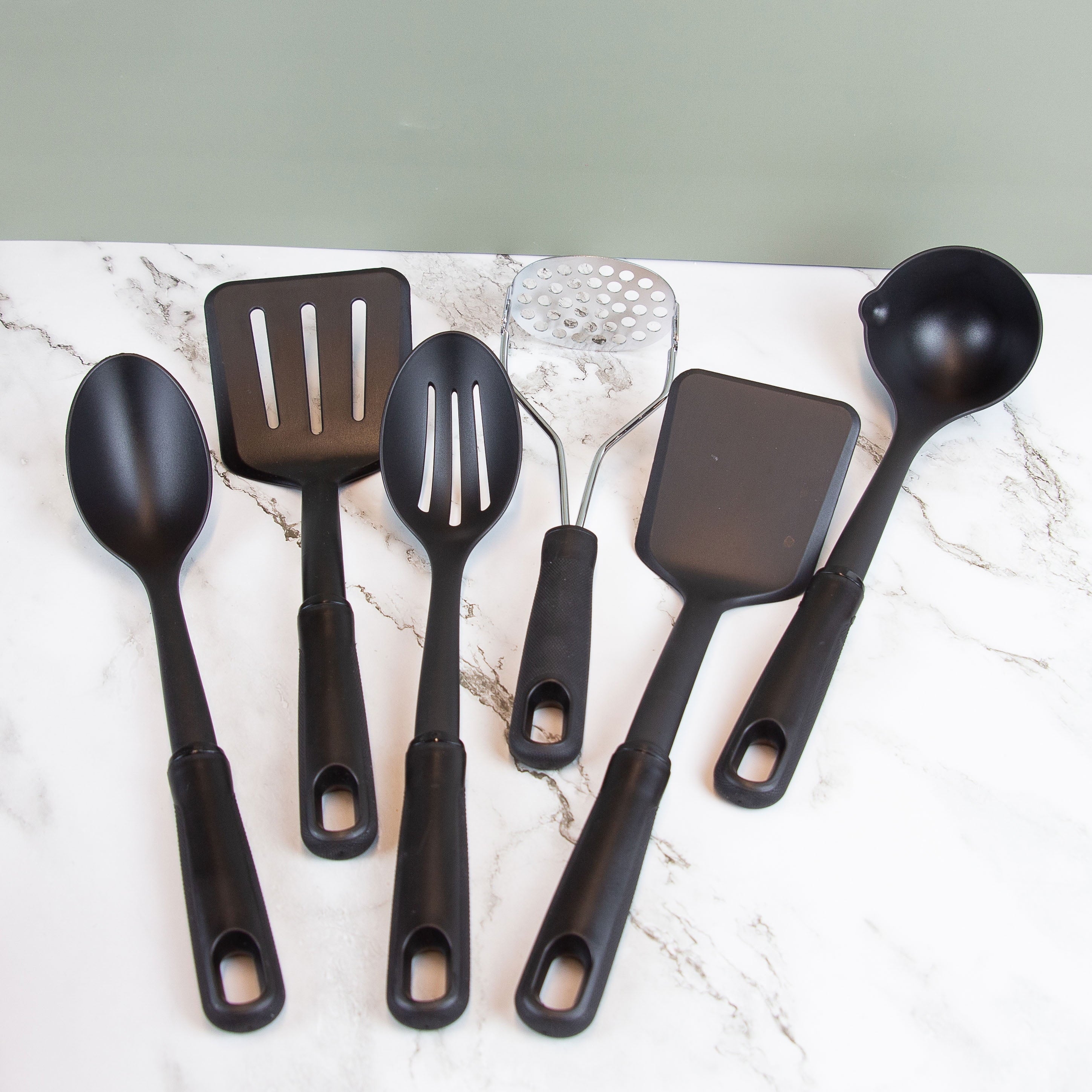 Nylon Solid Basting Spoon, Soft-Touch Handle, Black,