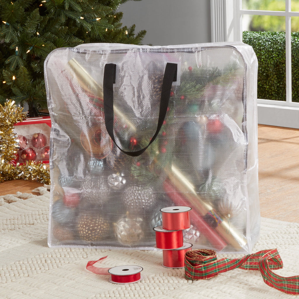 Clear 24 Gallon Heavy Duty Slim Storage and Moving Bag with Zipper Closure and Dual Carry Handles