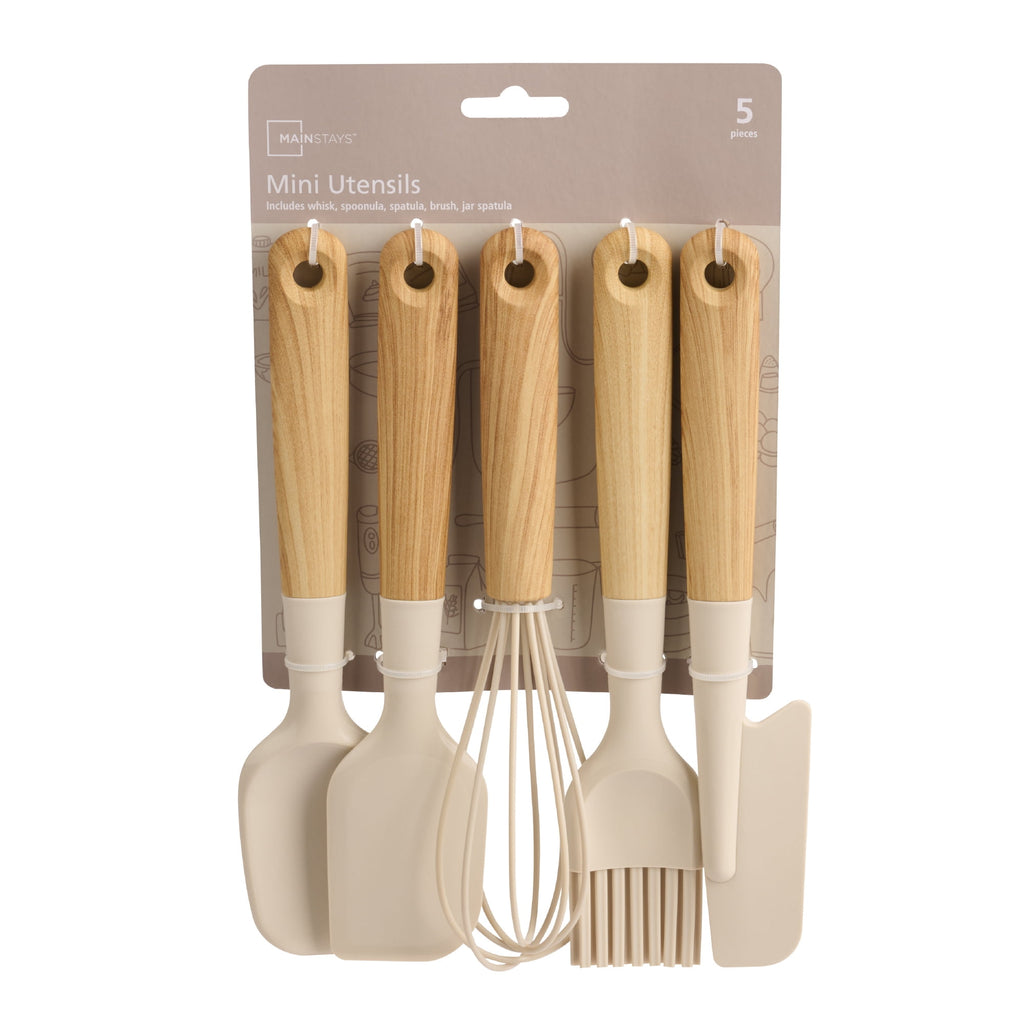 5 Piece Mini Utensils, Light Gray