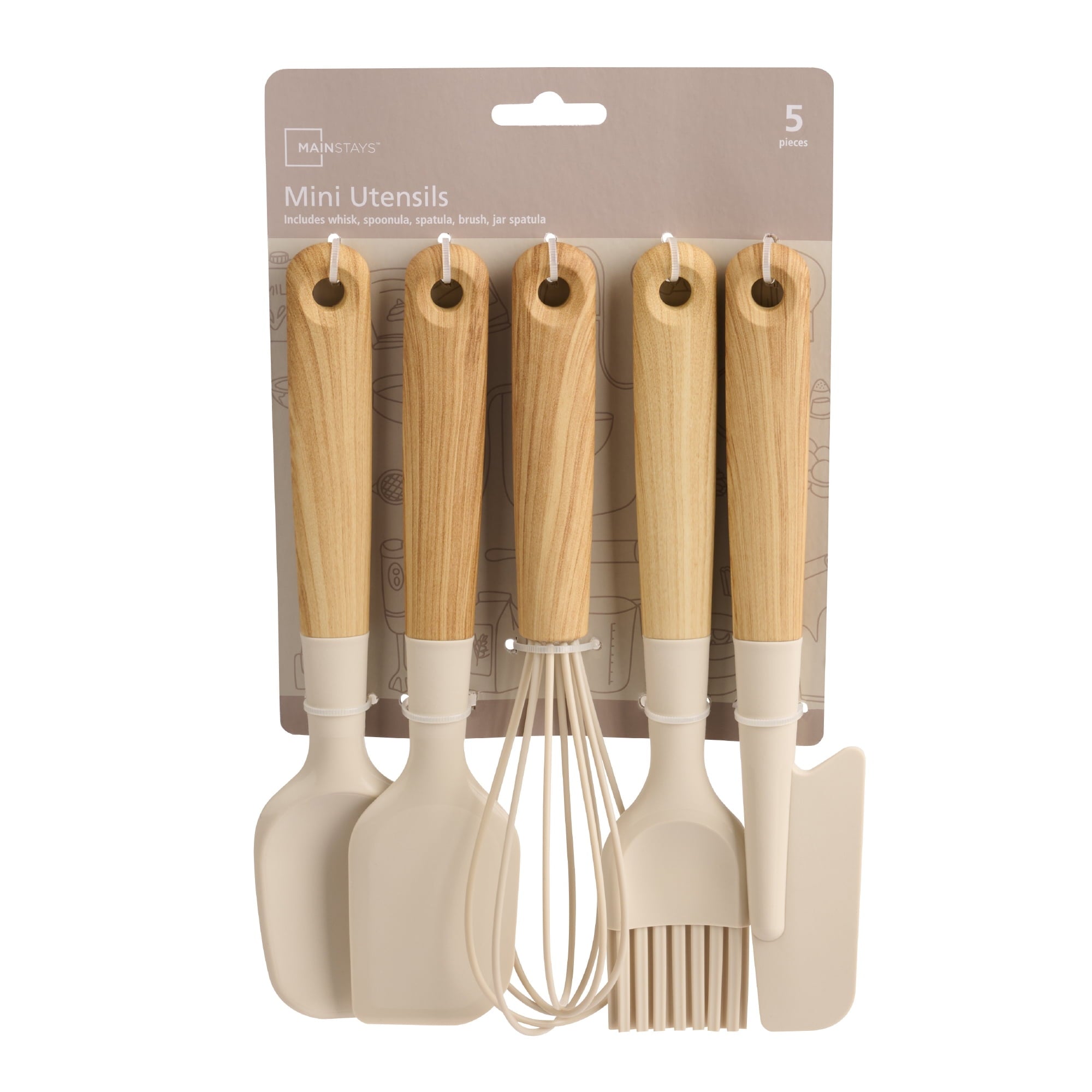 5 Piece Mini Utensils, Light Gray