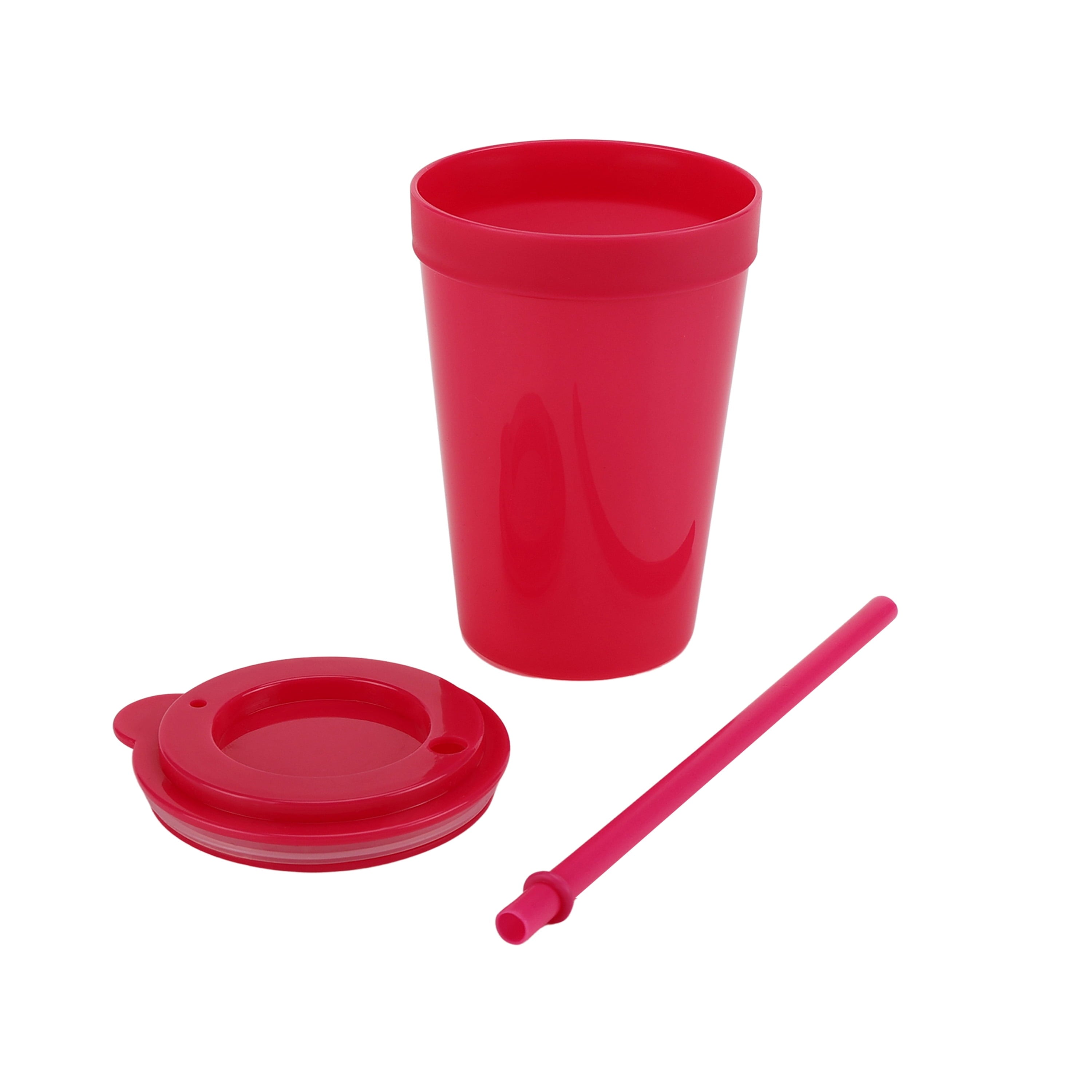 4-Pack Plastic 15-Ounce Capacity Tumbler Set with Lid and Straw, Multi-Colored