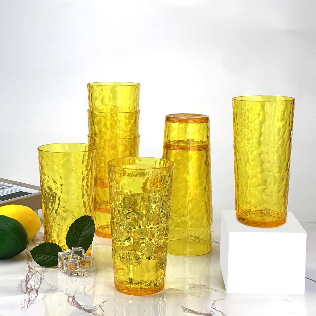 24-Ounce Plastic Tumbler Acrylic Drinking Glasses, Plastic Cups, , , Shatter Proof, , Set of 8 ( Multicolor )