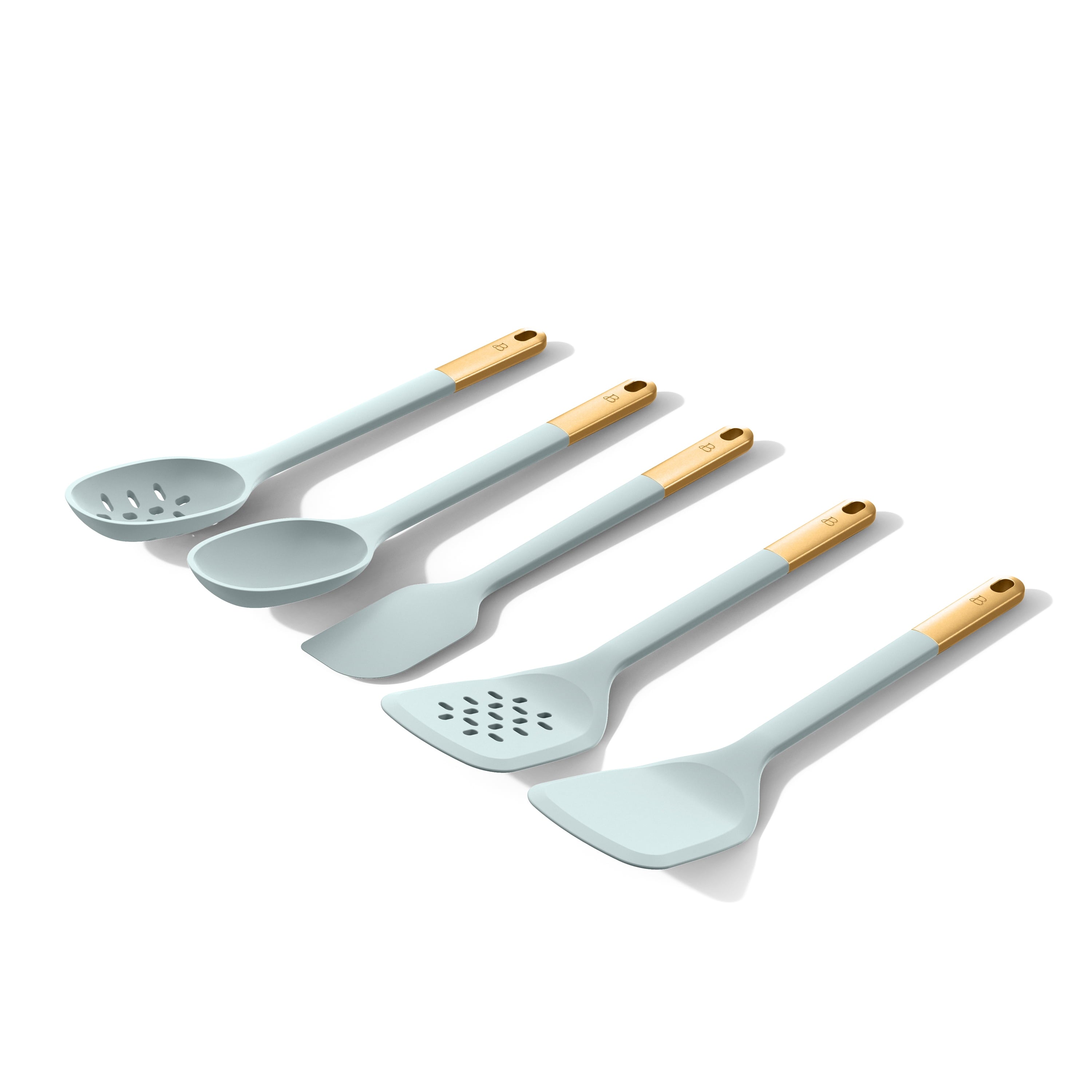 6-Piece Silicone Tool Set with Ceramic Crock, Porcini Taupe by Drew Barrymore