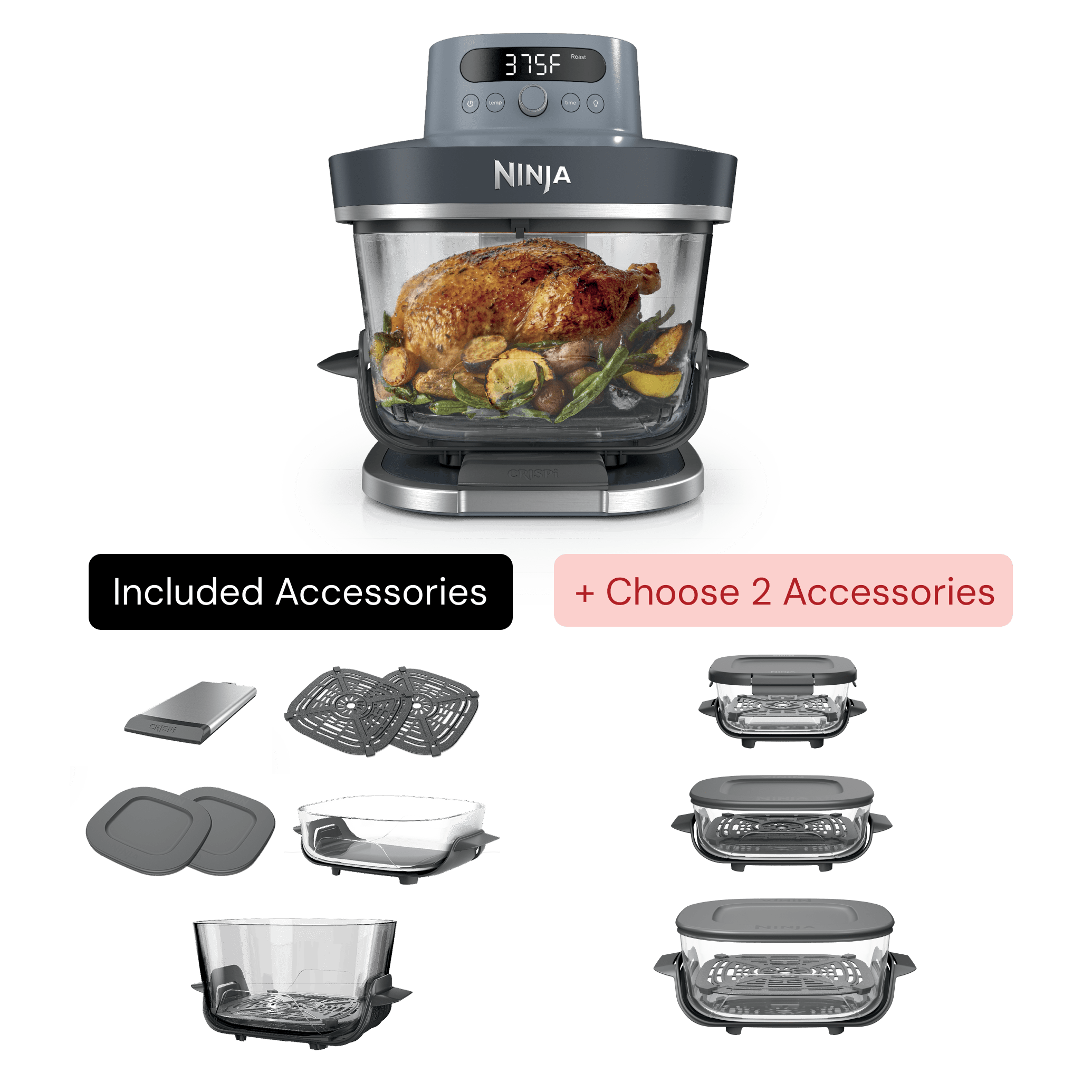 Ninja Crispi Pro Glass Air Fryer Bundle in Cyberspace