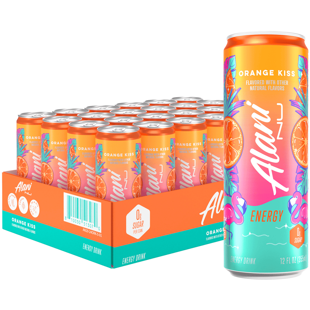 Sugar Free Energy Drink, Orange Kiss, 12 fl oz, 24 Pack, Cans, 200mg Caffeine
