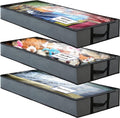 Underbed Storage Bag 90L, 3 Large Bins with Reinforced Handles Containers, Visible Clothes Storage Bags for Blanket Pillow Quilts, Closet Organizers