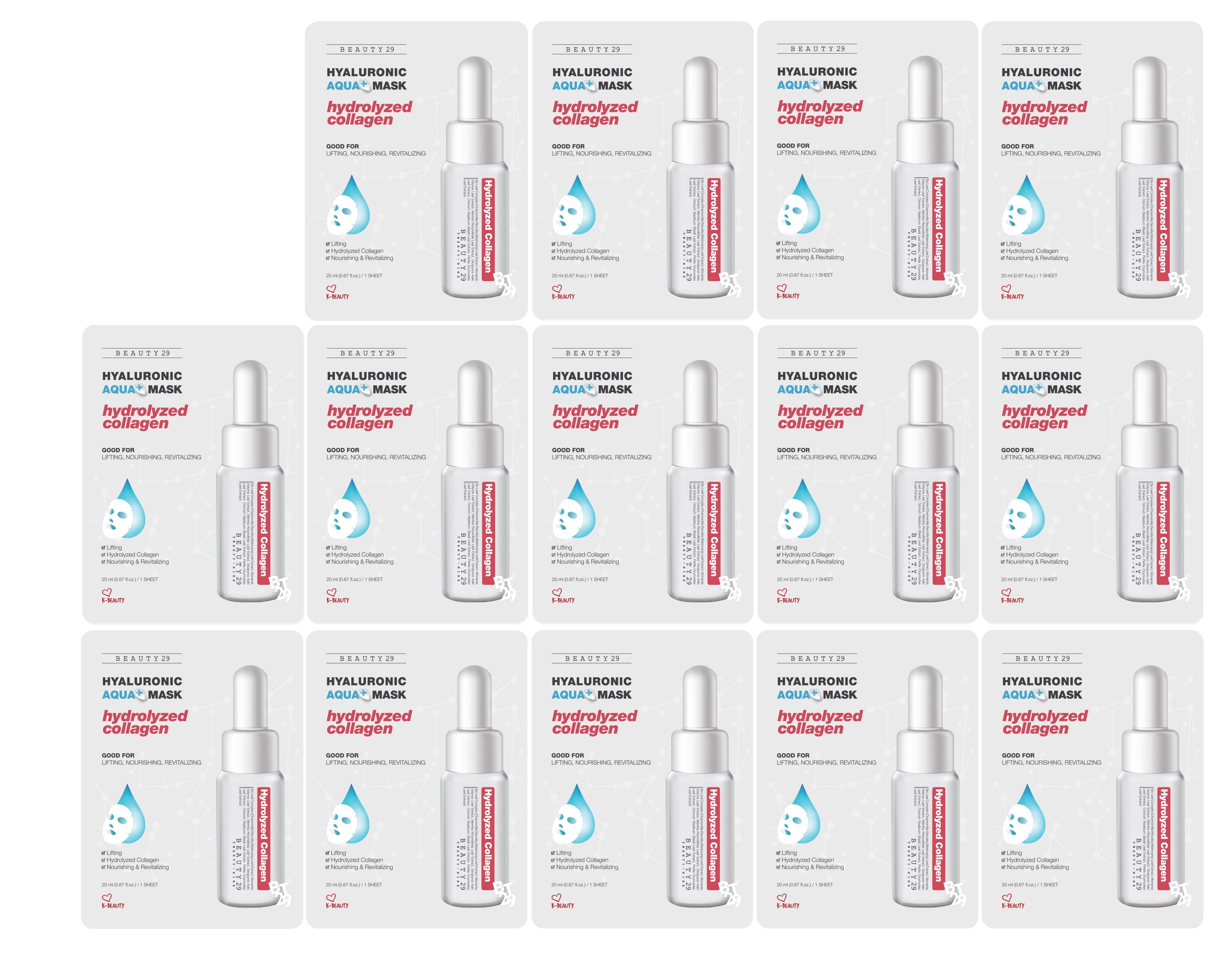 BEAUTY29 Hyaluronic Aqua Plus Essence Full Face Facial Sheet Mask 14 Sheets - 2 WEEKS SET