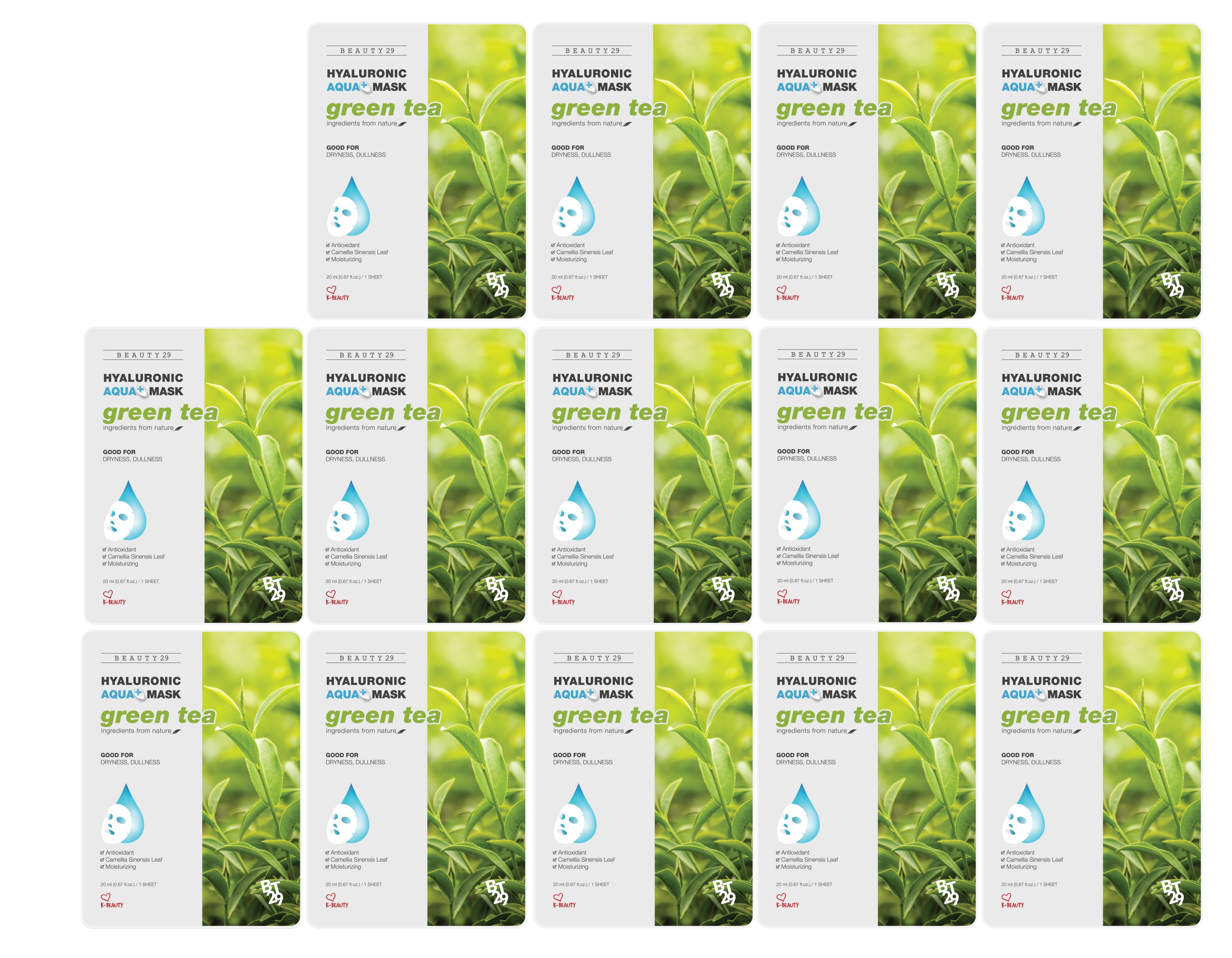 BEAUTY29 Hyaluronic Aqua Plus Essence Full Face Facial Sheet Mask 14 Sheets - 2 WEEKS SET