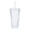 Better Homes &amp; Gardens Glass 21oz Tumbler Ribbed with Glass Lid and Straw