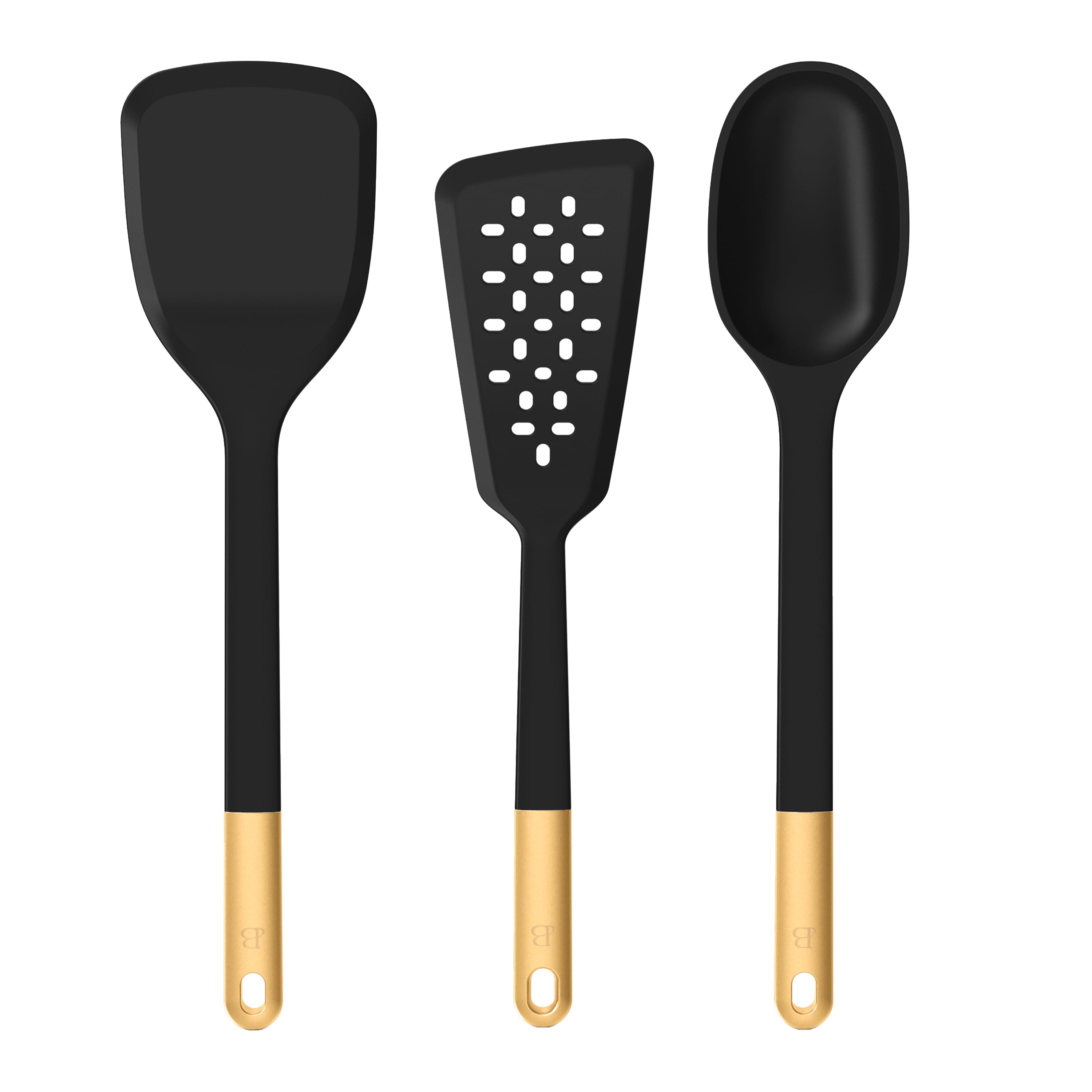 3-Piece Silicone Kitchen Utensil Tool Set, Porcini Taupe by Drew Barrymore