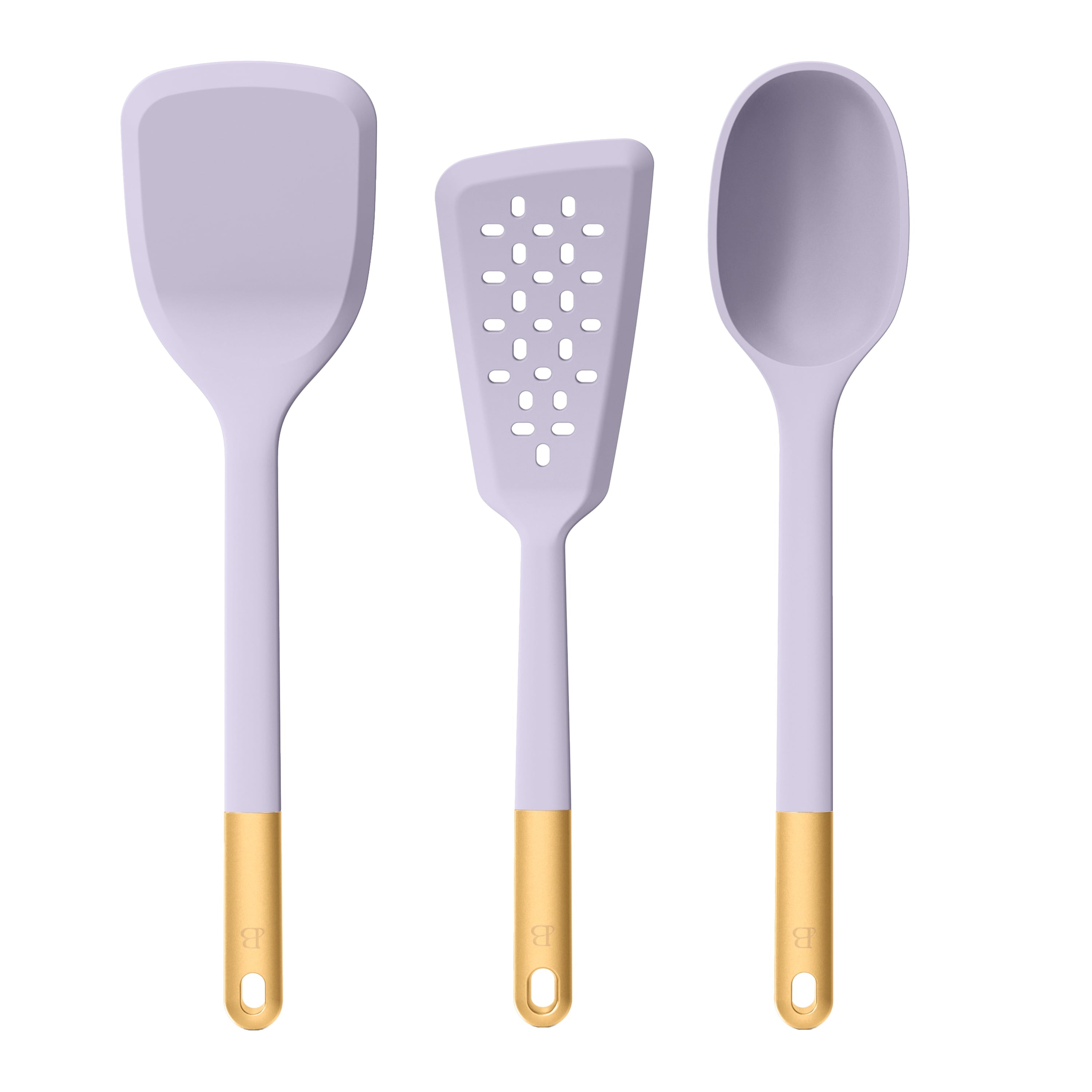 3-Piece Silicone Kitchen Utensil Tool Set, Porcini Taupe by Drew Barrymore
