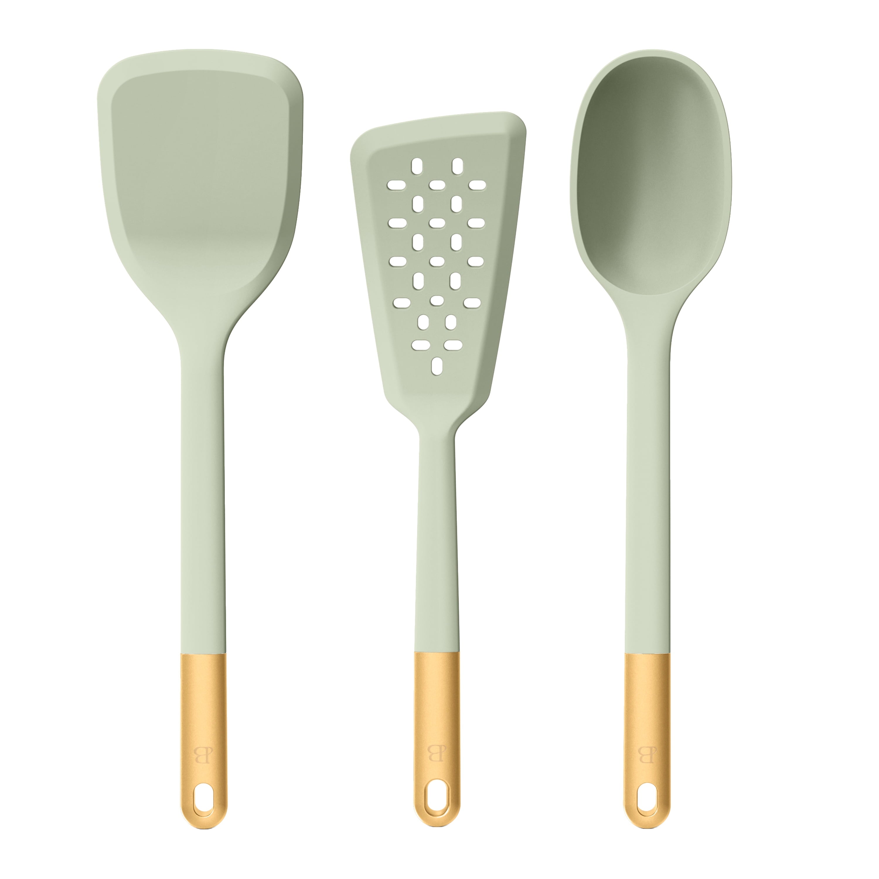 3-Piece Silicone Kitchen Utensil Tool Set, Porcini Taupe by Drew Barrymore