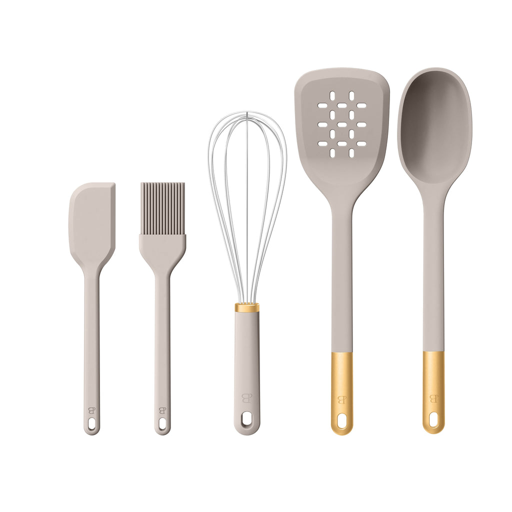 5-Piece Kitchen Tool Set, Porcini Taupe by Drew Barrymore