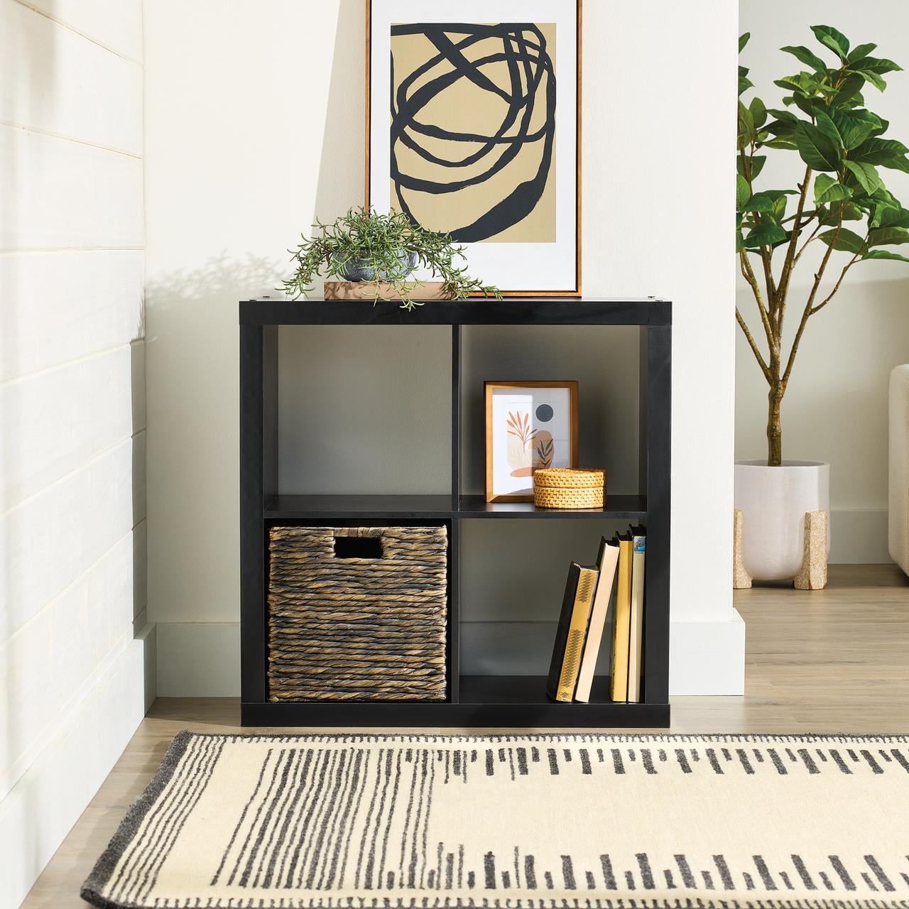 Better Homes &amp; Gardens 4 Cube Storage Organizer, White Texture
