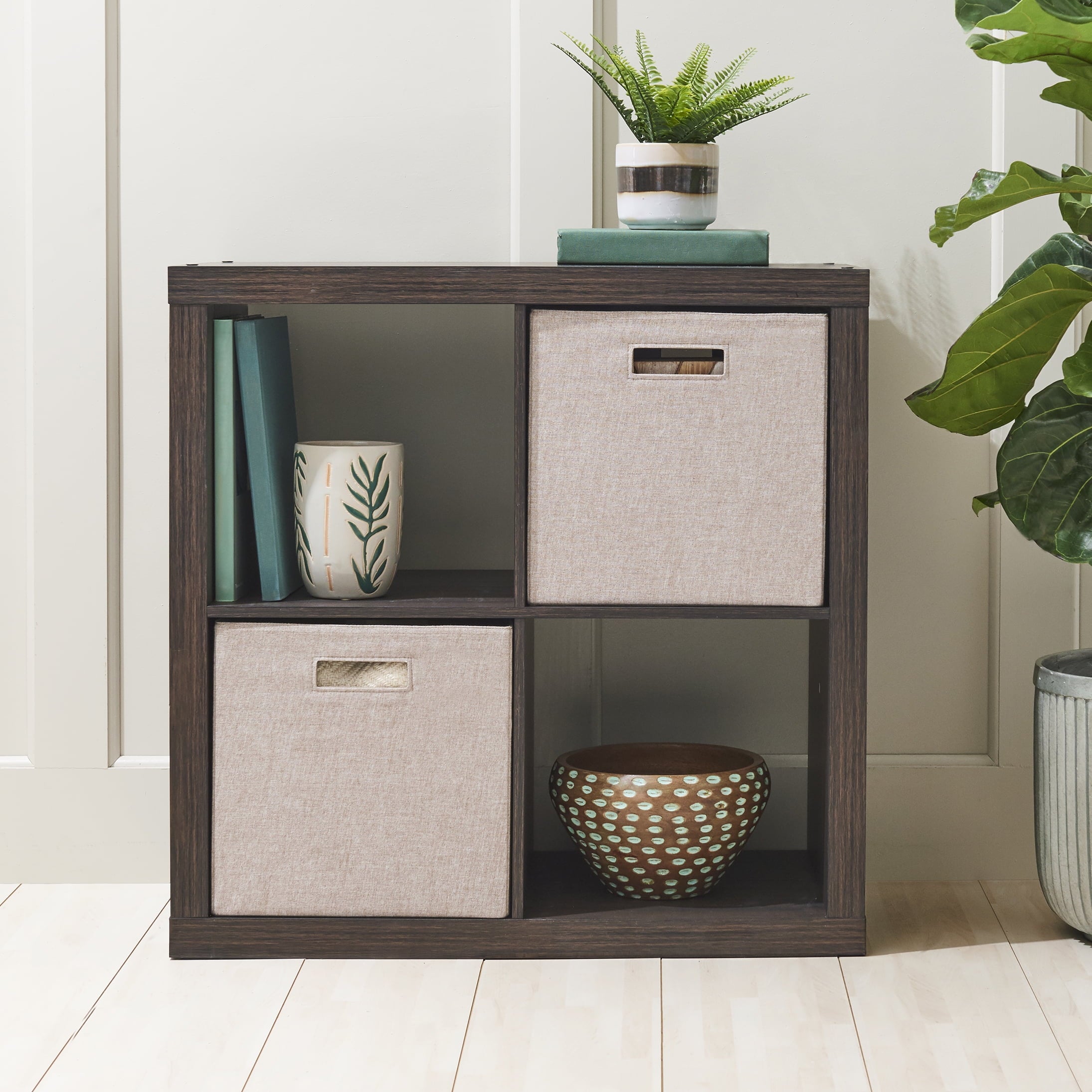 Better Homes &amp; Gardens 4 Cube Storage Organizer, White Texture