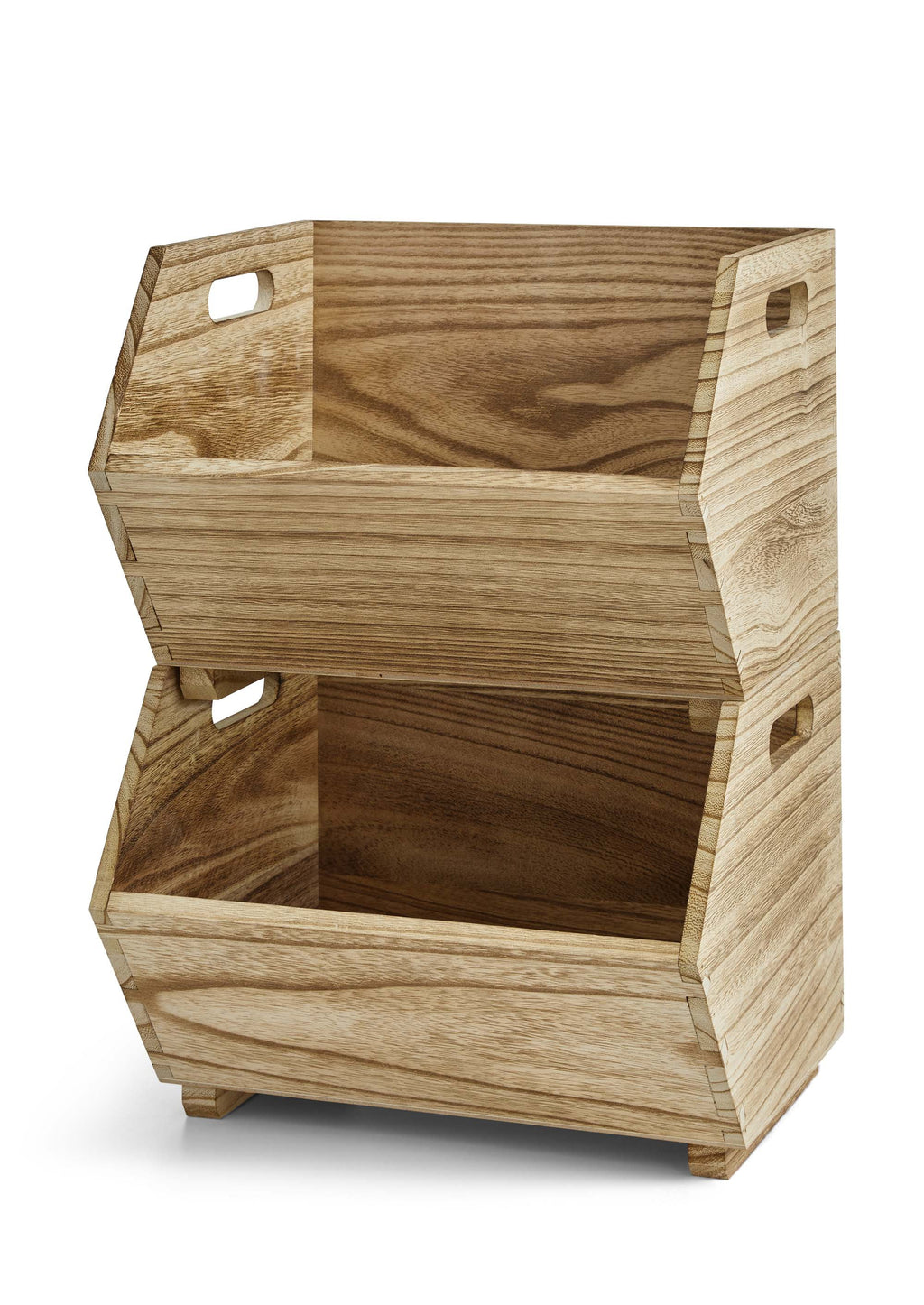 Better Homes &amp; Gardens 2-Piece Set Natural Wood Stacking Open Front Decorative Storage Bins, 11 in x 16.5 in x 10 in