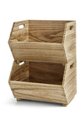 Better Homes &amp; Gardens 2-Piece Set Natural Wood Stacking Open Front Decorative Storage Bins, 11 in x 16.5 in x 10 in